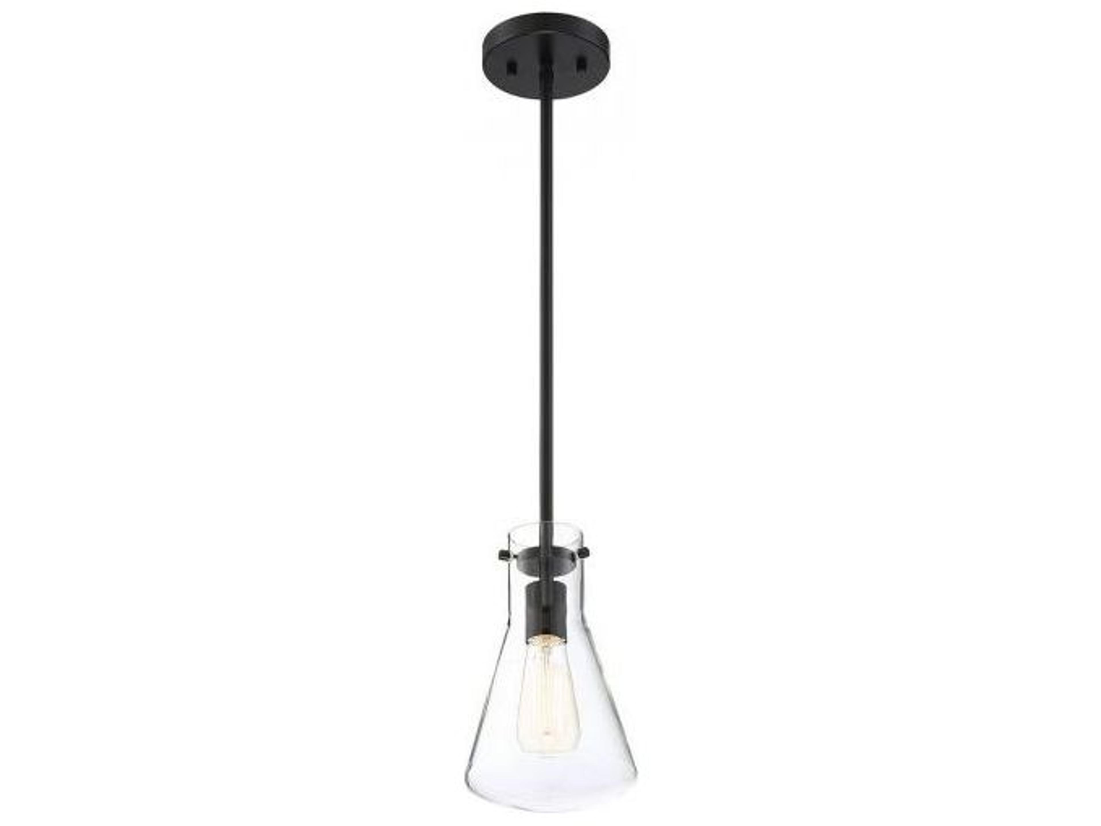 Savoy House Meridian 1-Light Matte Black Glass Geometric Mini Pendant