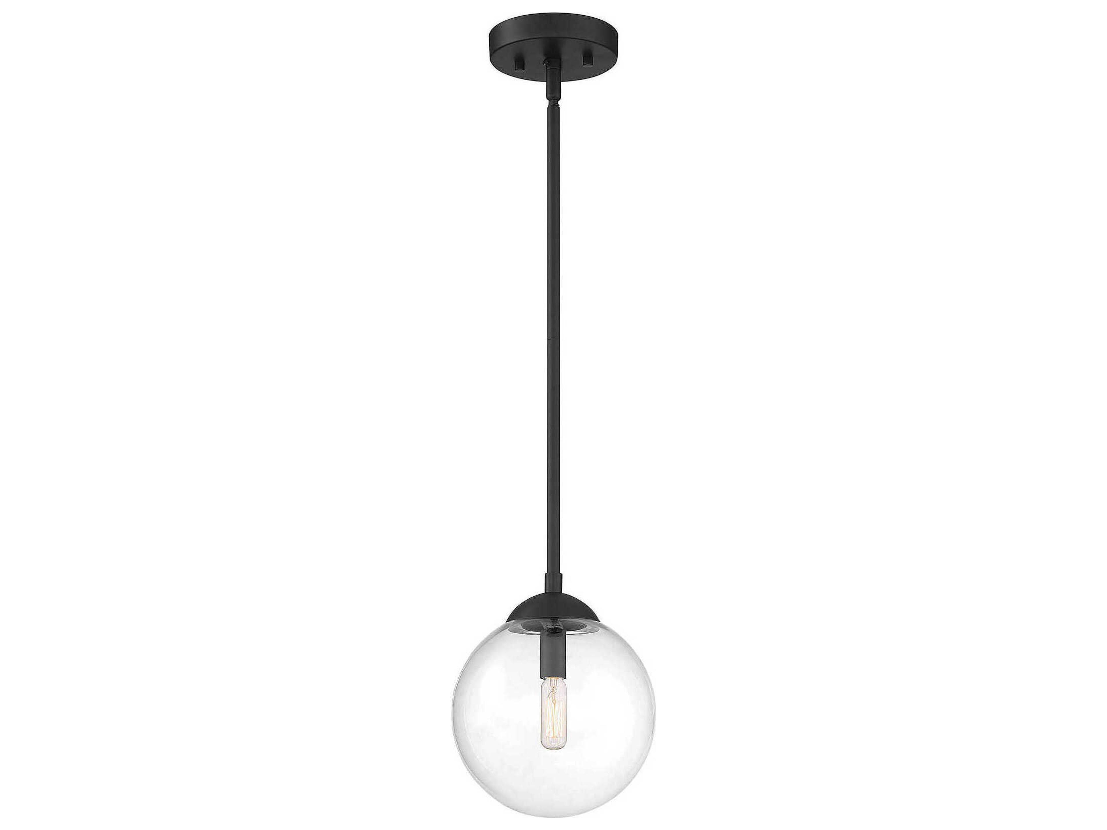 Meridian 1-Light Matte Black Glass Globe Mini Pendant