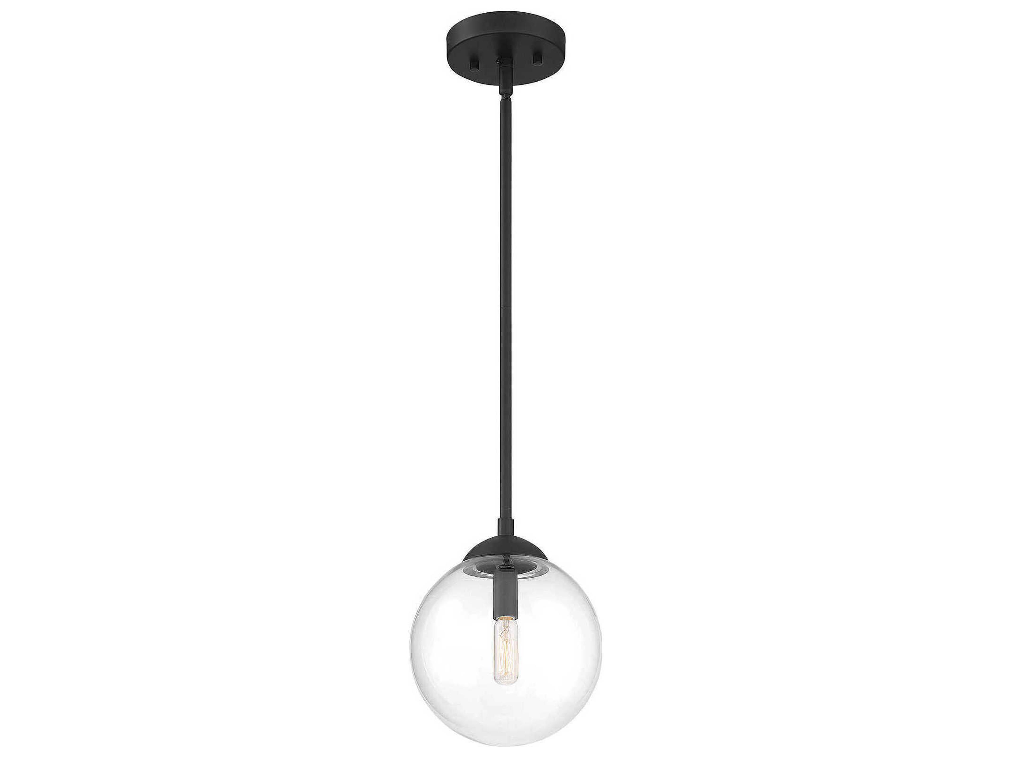 Savoy House Meridian 1-Light Matte Black Glass Globe Mini Pendant