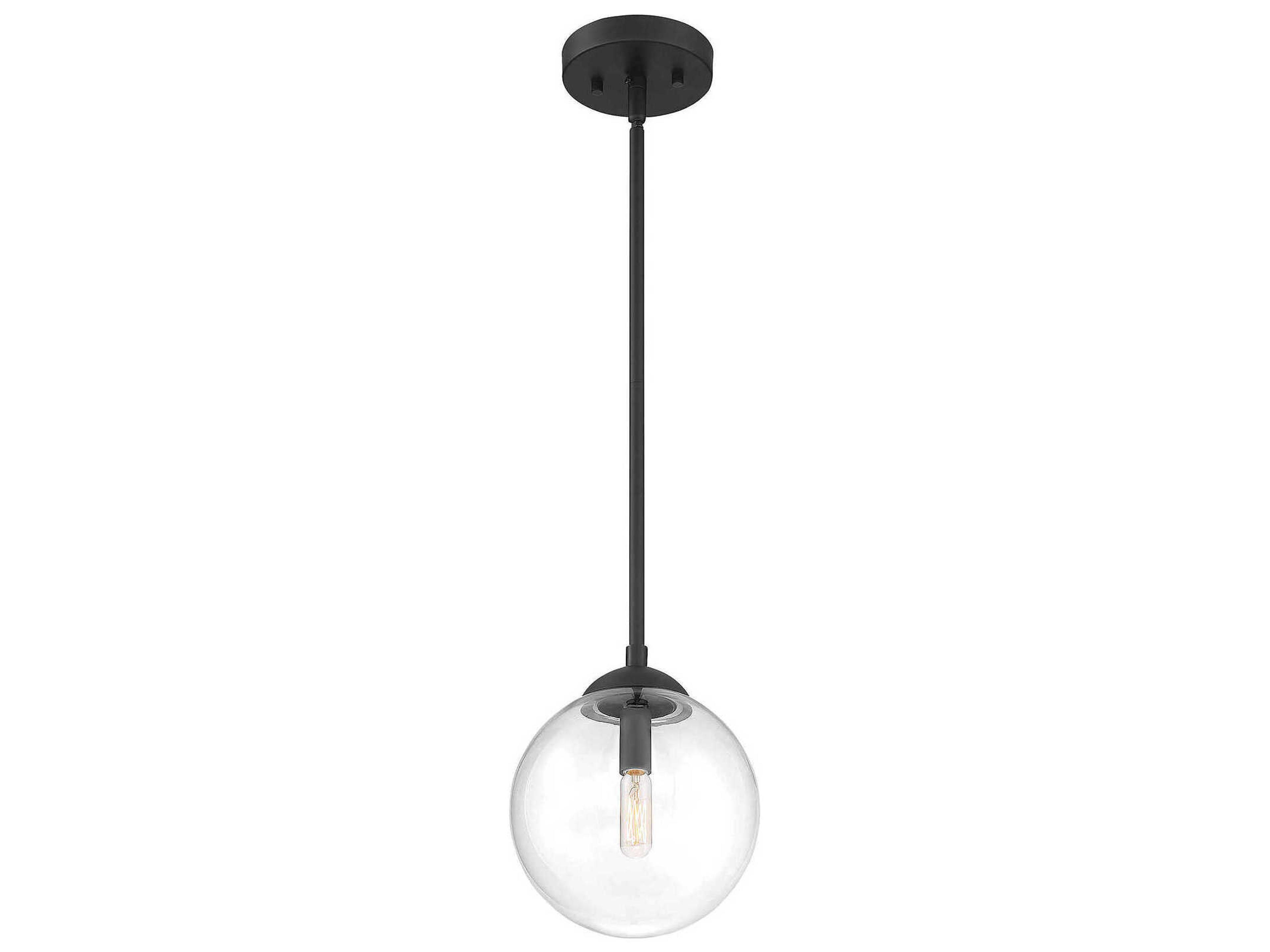 Savoy House Meridian 1-Light Matte Black Glass Globe Mini Pendant