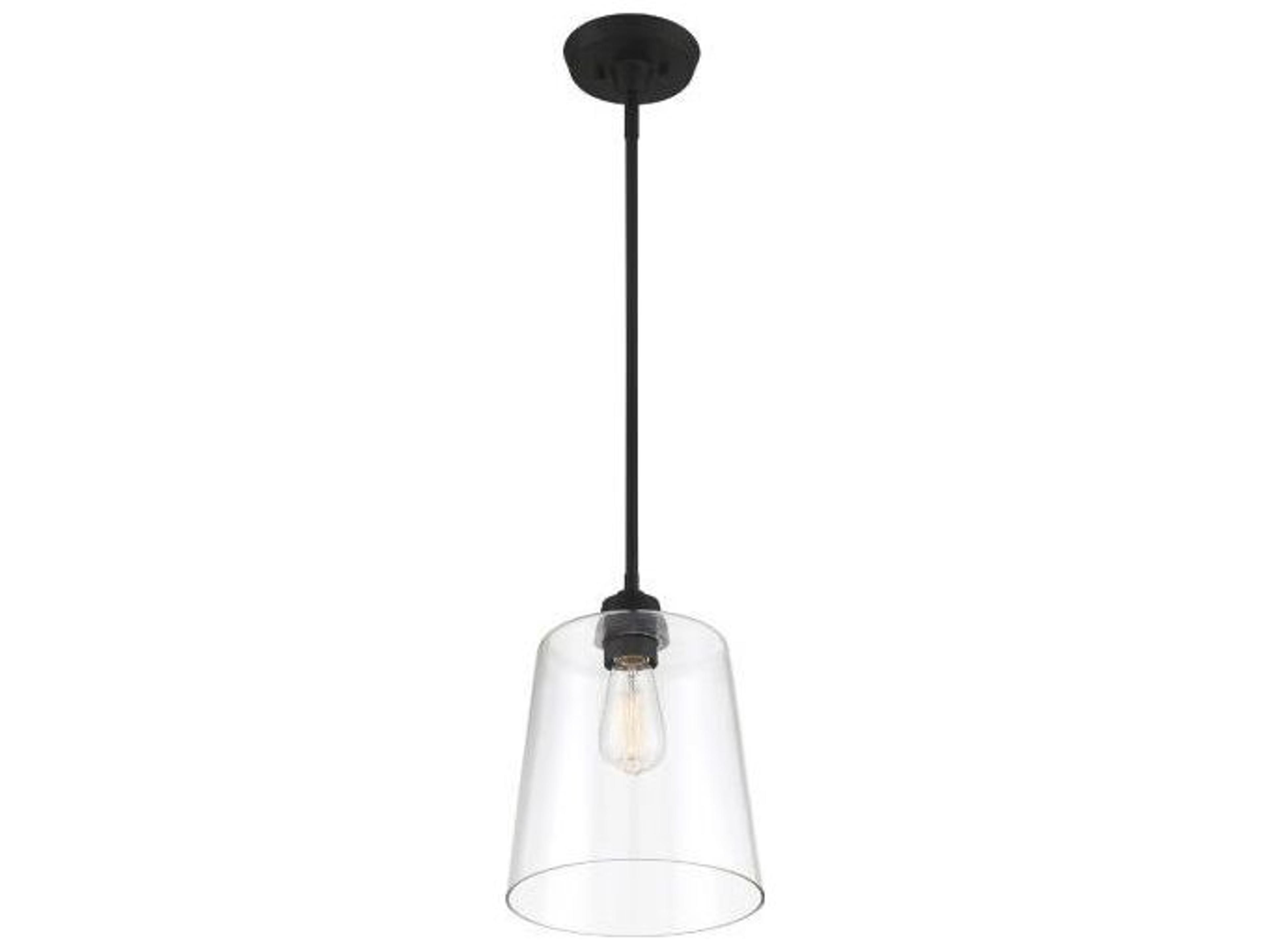 Savoy House Meridian 1-Light Matte Black Glass Empire Mini Pendant