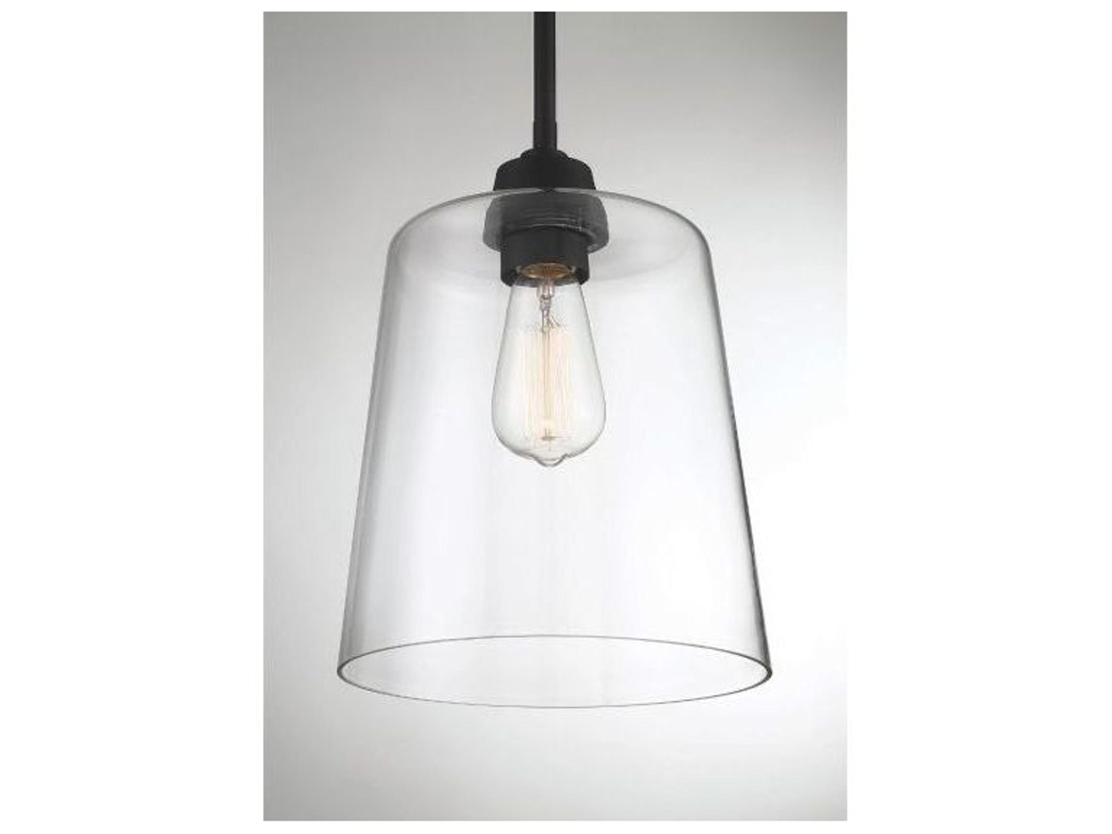 Savoy House Meridian 1-Light Matte Black Glass Empire Mini Pendant