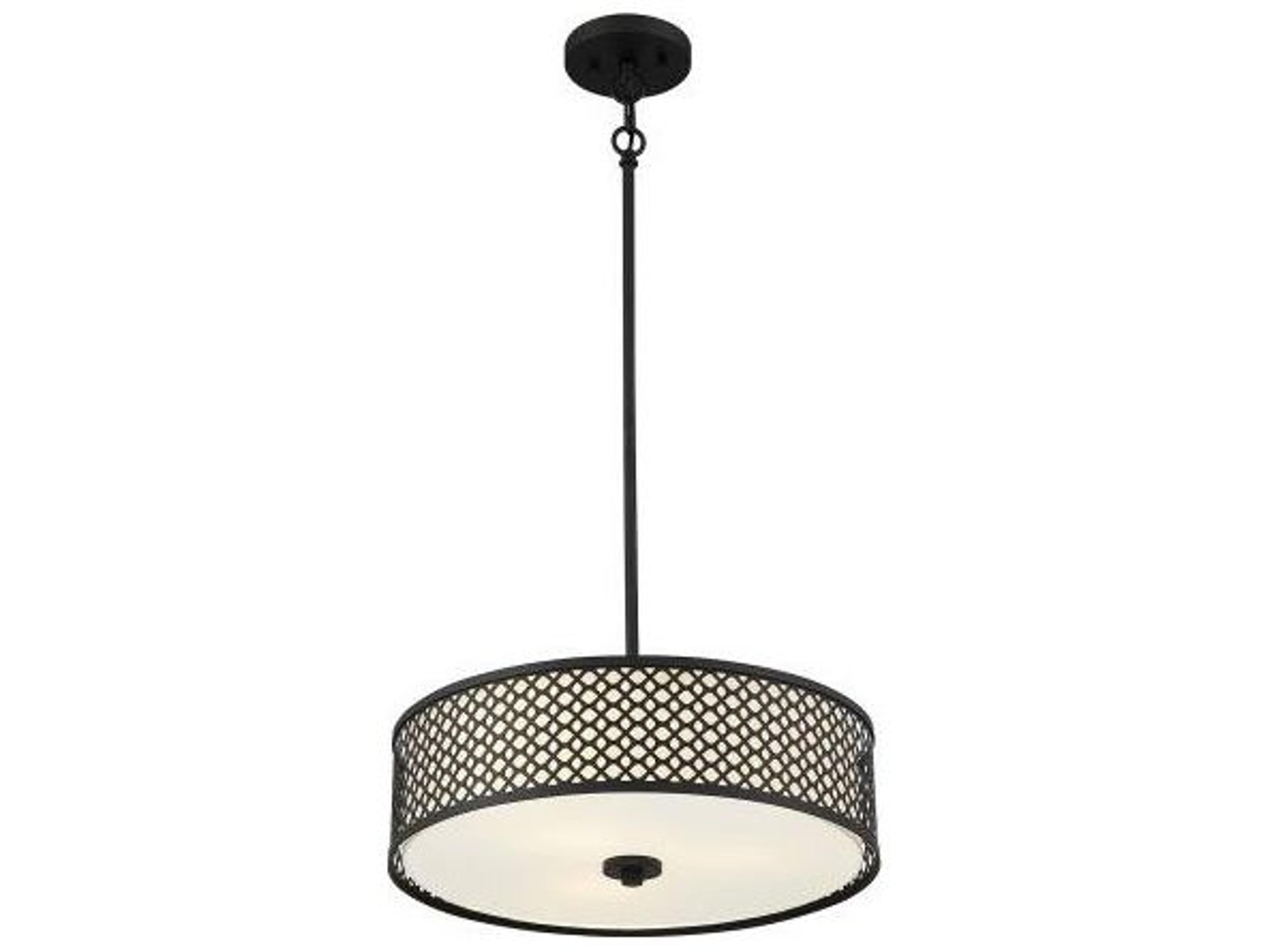 Savoy House Meridian 3-Light Matte Black Drum Geometric Pendant