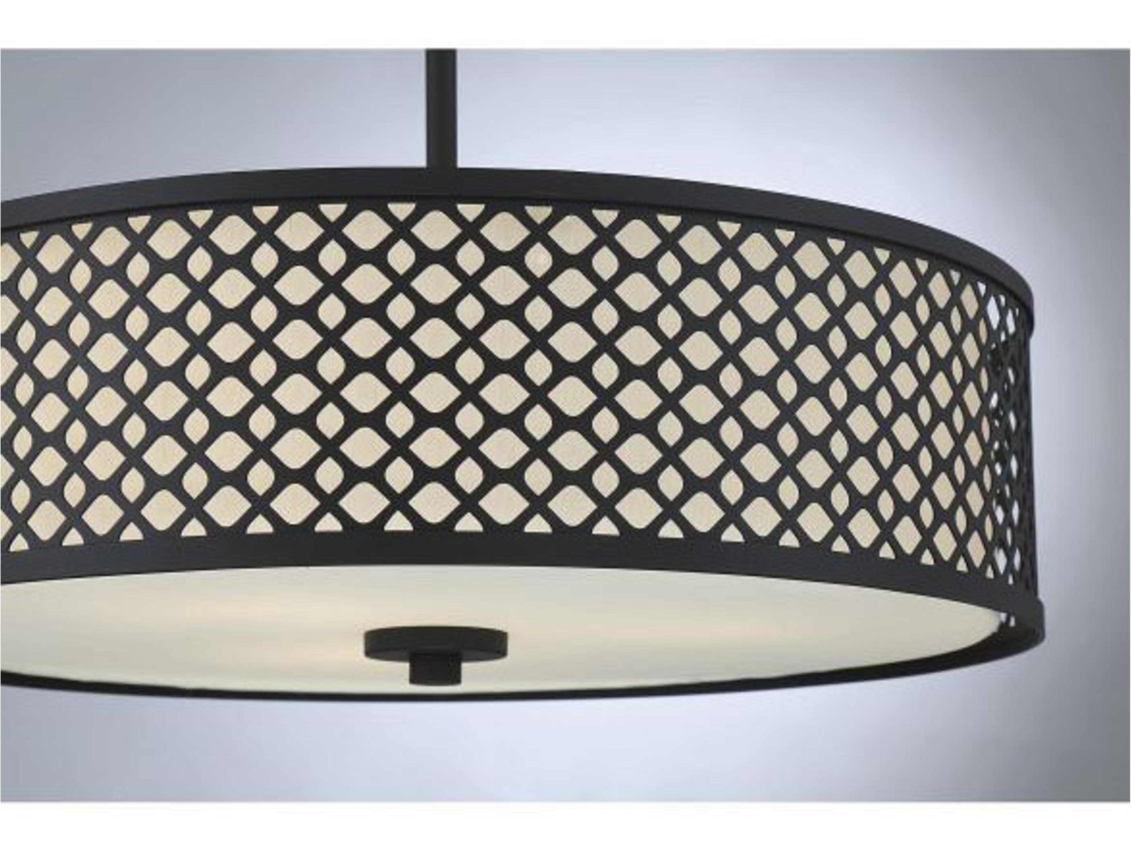 Savoy House Meridian 3-Light Matte Black Drum Geometric Pendant
