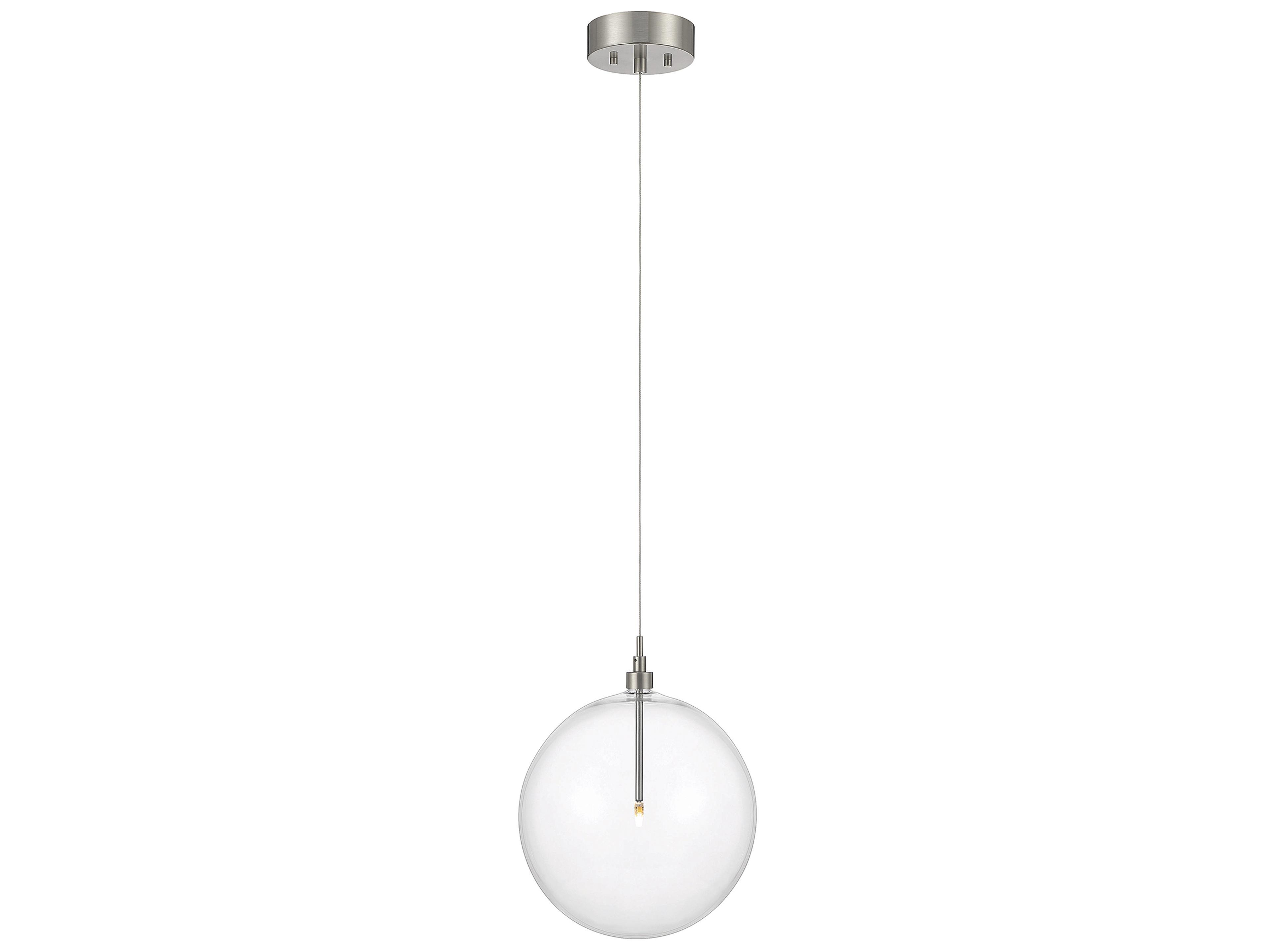 Meridian 1-Light Brushed Nickel Glass LED Globe Pendant