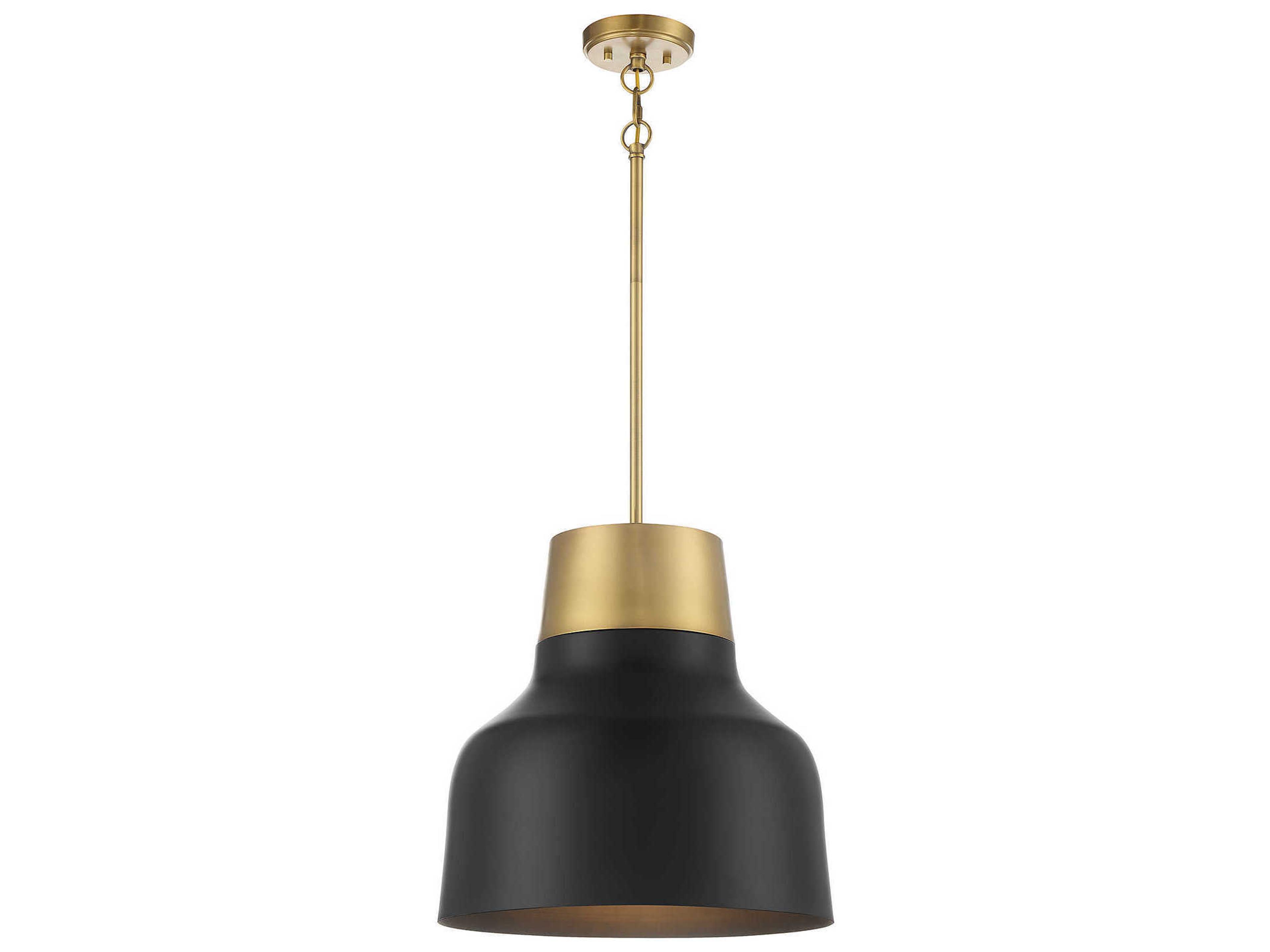 Meridian 1-Light Matte Black Natural Brass Bell Pendant
