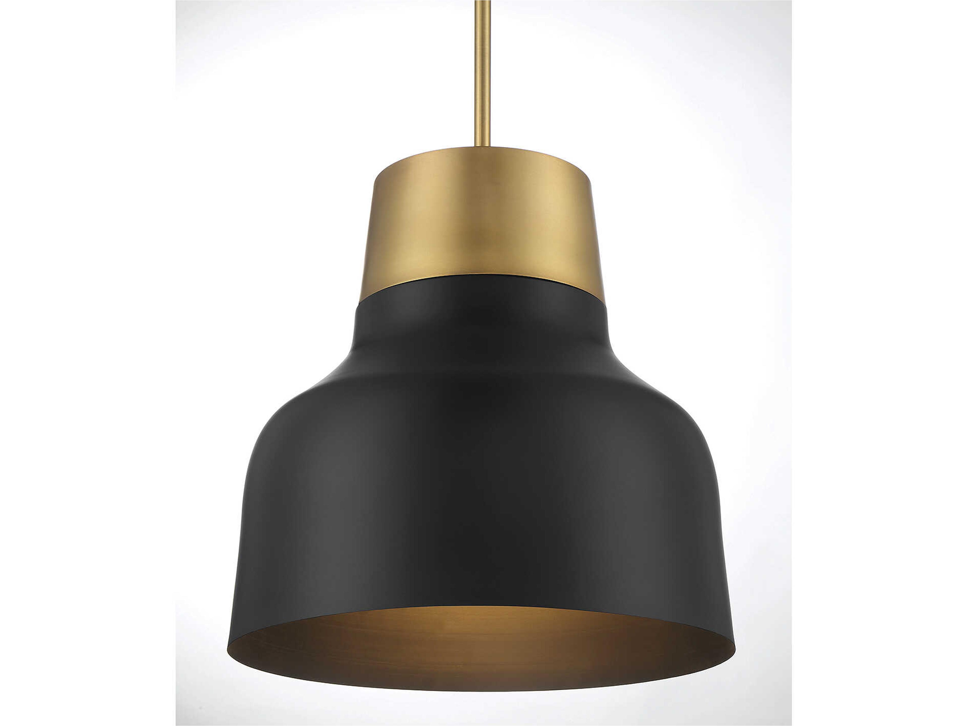 Savoy House Meridian 1-Light Matte Black Natural Brass Bell Pendant