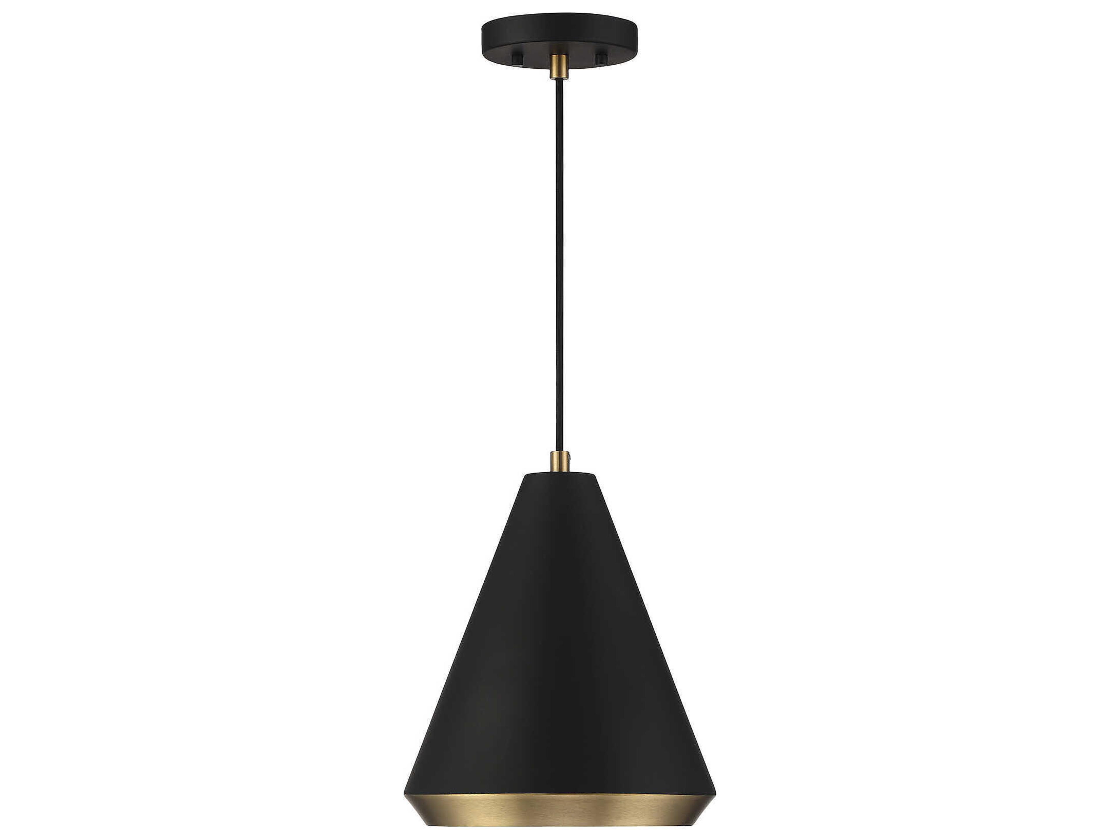 Savoy House Meridian 1-Light Matte Black Natural Brass Mini Pendant