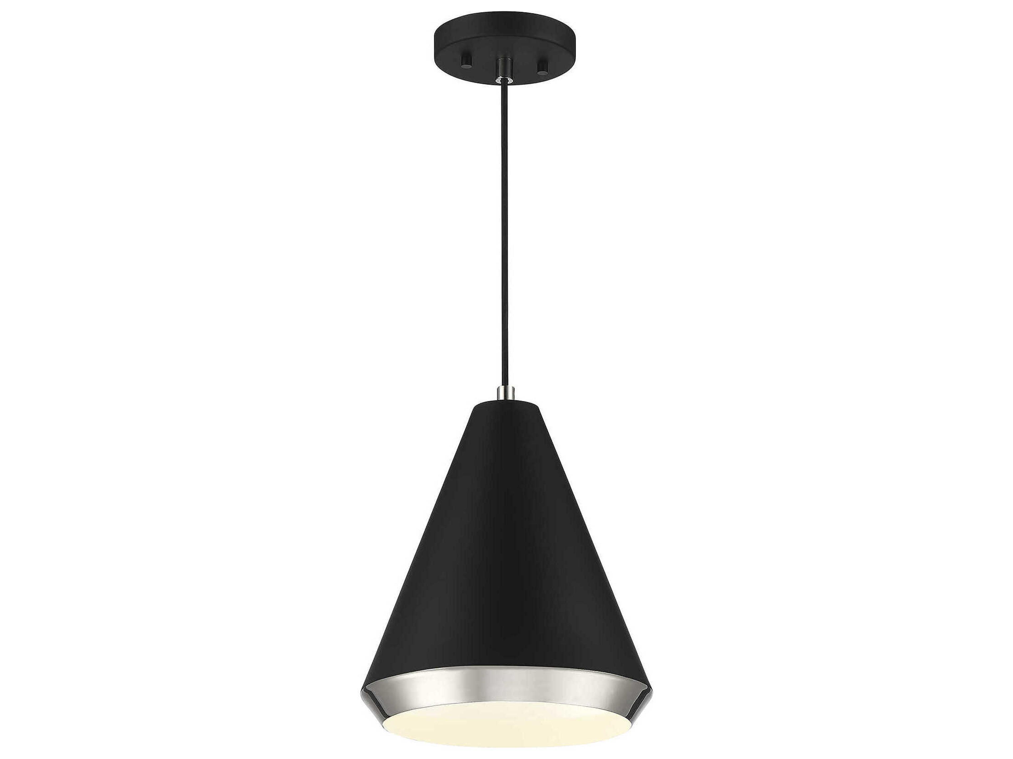 Meridian 1-Light Matte Black Polished Nickel Mini Pendant