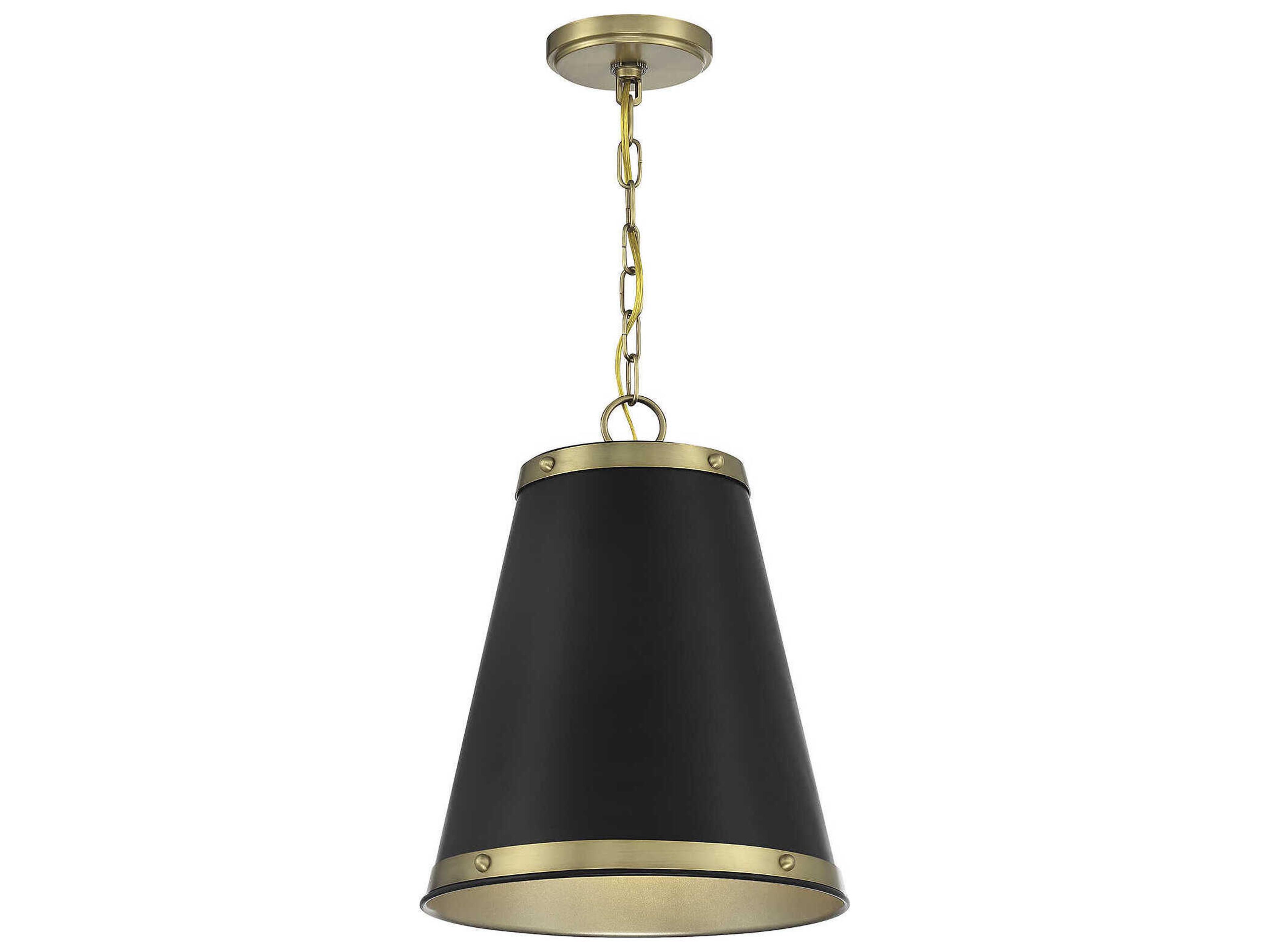 Meridian 1-Light Matte Black Natural Brass Empire Pendant