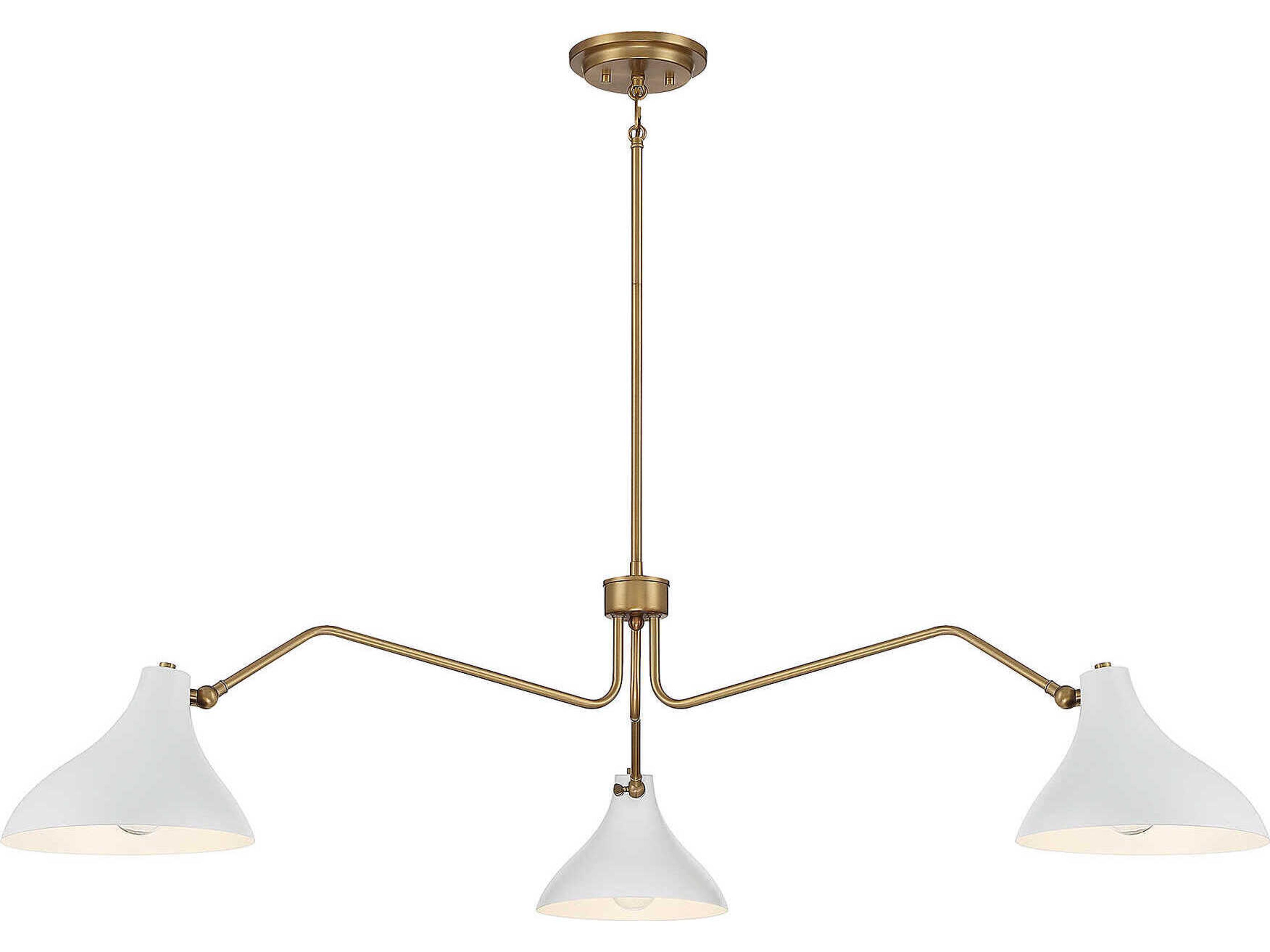 Meridian 3-Light White Natural Brass Chandelier