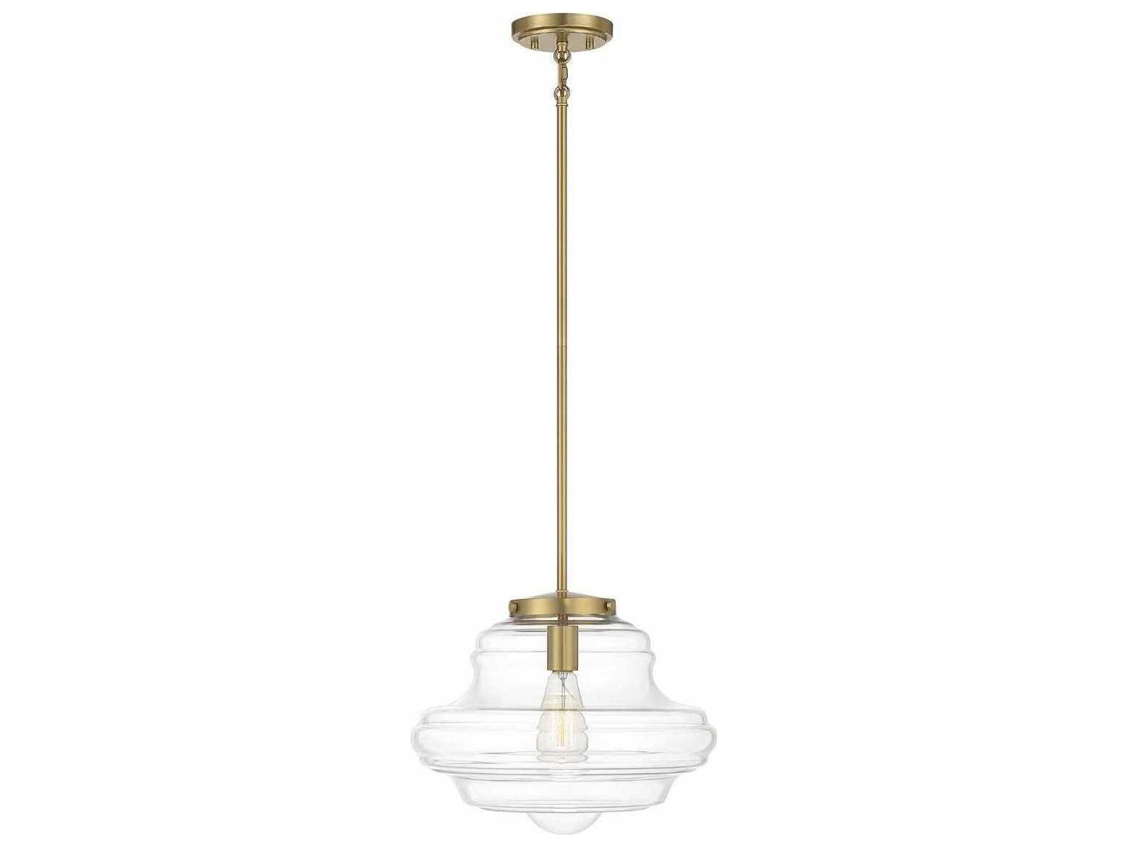 Meridian 1-Light Natural Brass Glass Pendant