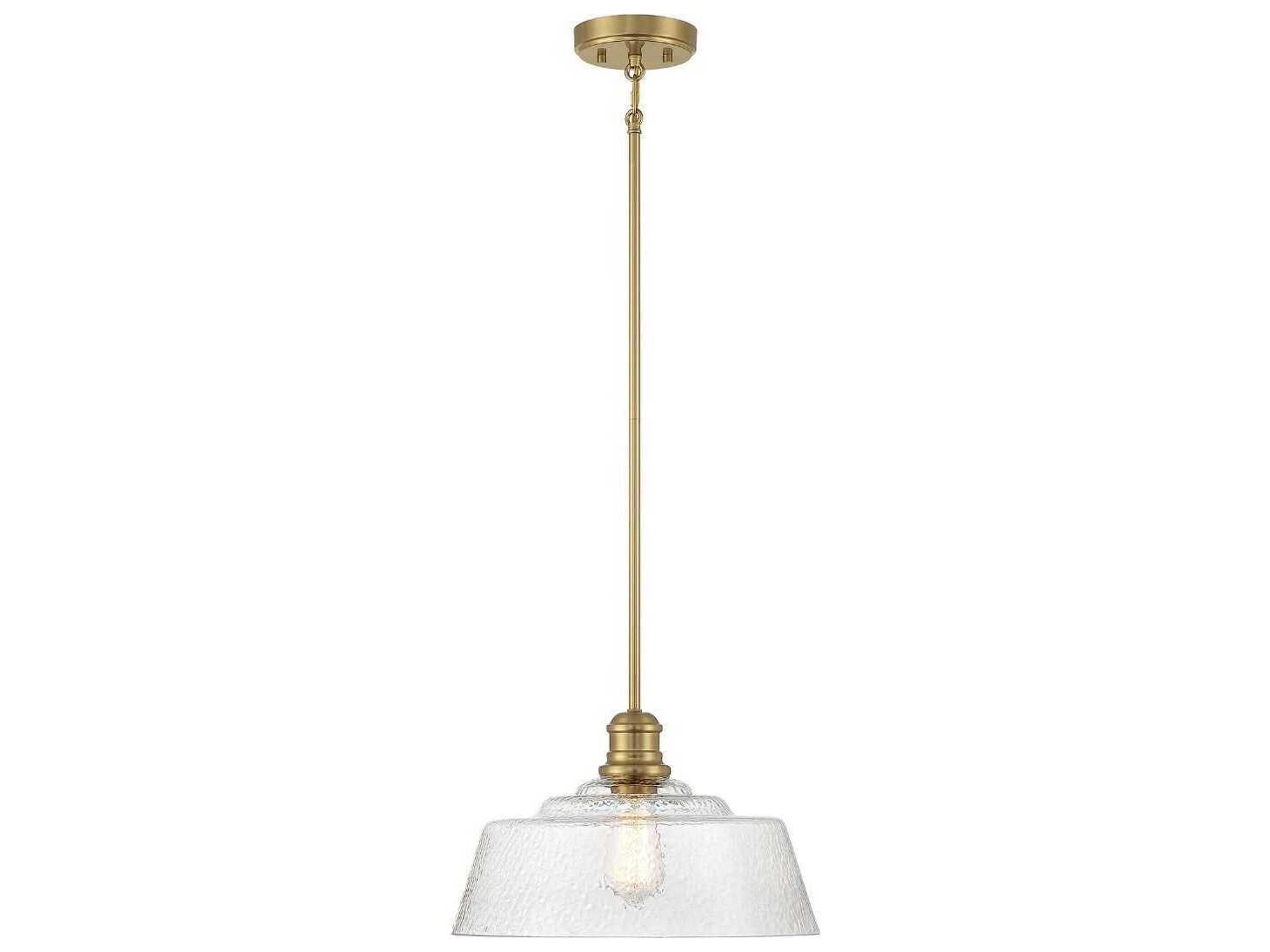 Meridian 1-Light Natural Brass Glass Bowl Pendant