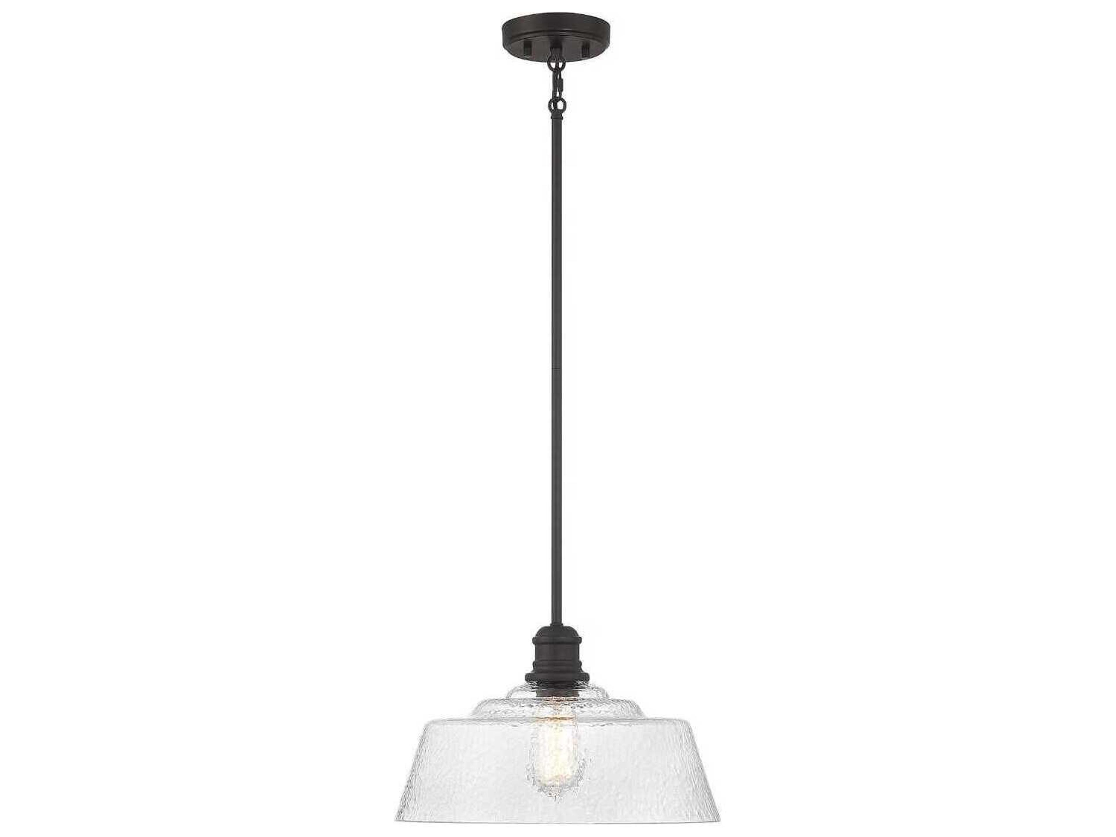 Meridian 1-Light Oil Rubbed Bronze Glass Bowl Pendant