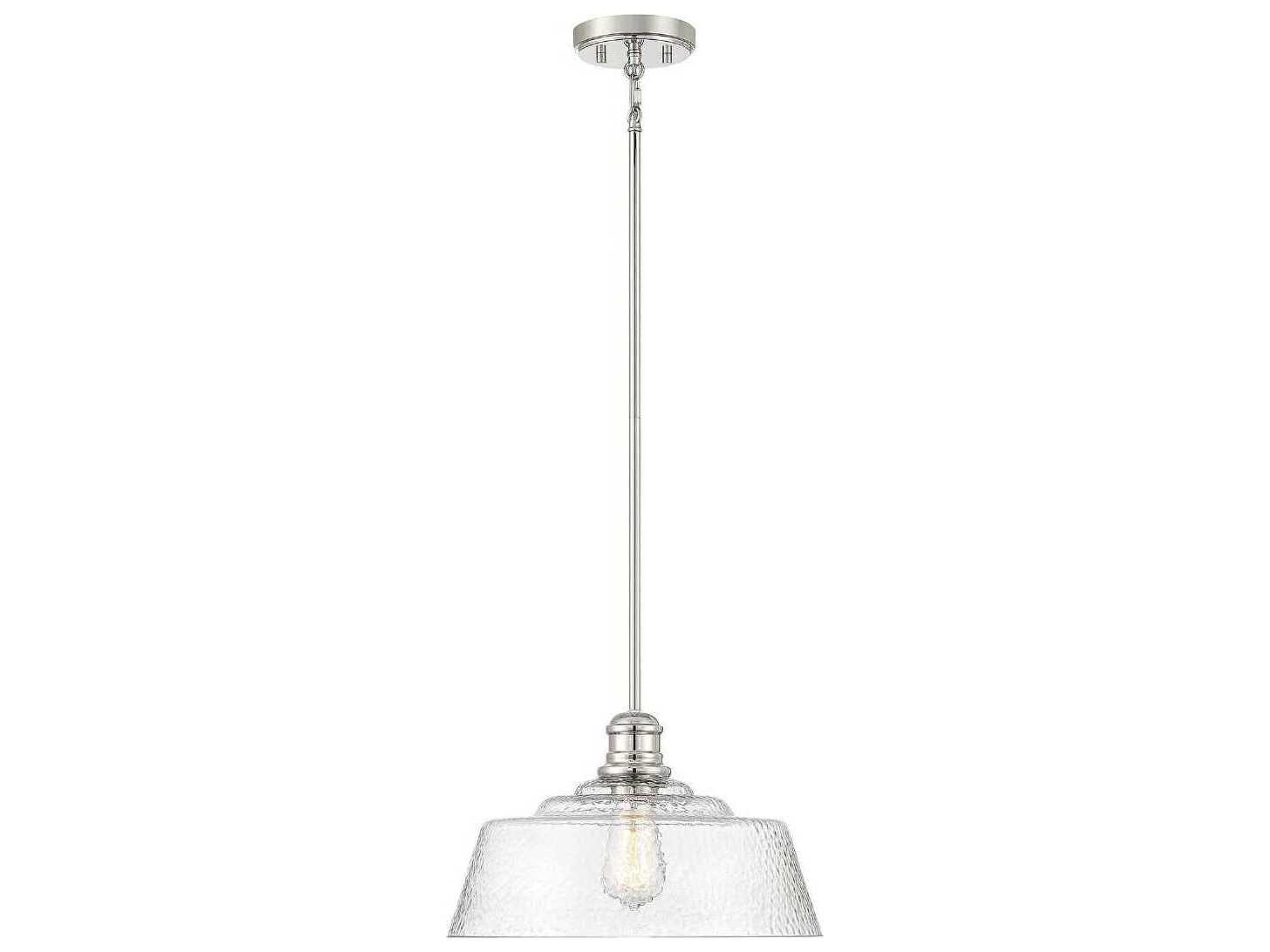 Meridian 1-Light Polished Nickel Glass Bowl Pendant