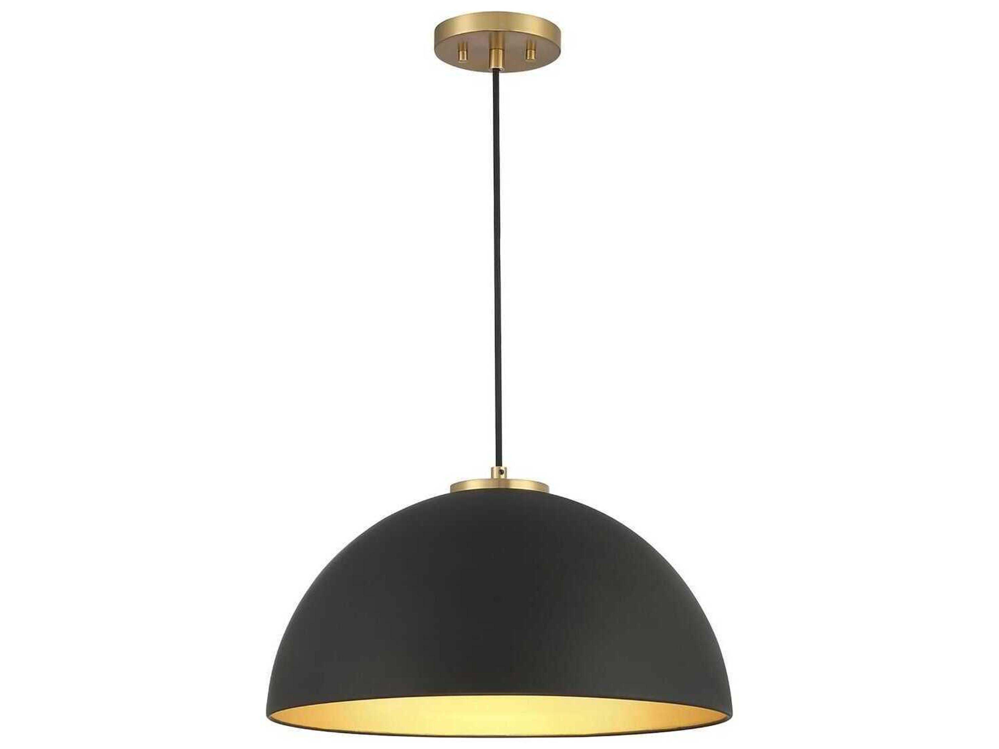 Meridian 1-Light Matte Black Natural Brass Dome Pendant