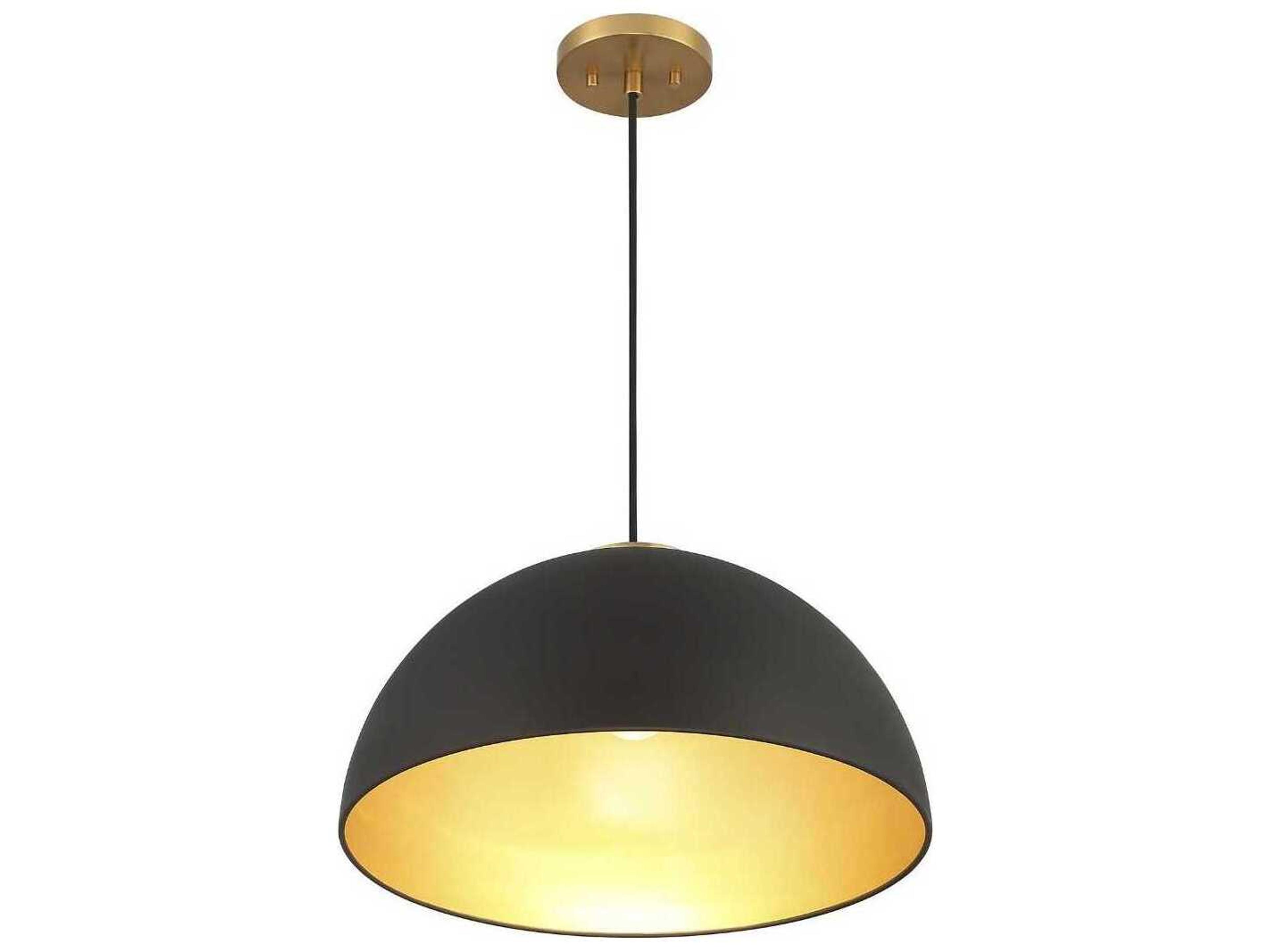 Savoy House Meridian 1-Light Matte Black Natural Brass Dome Pendant