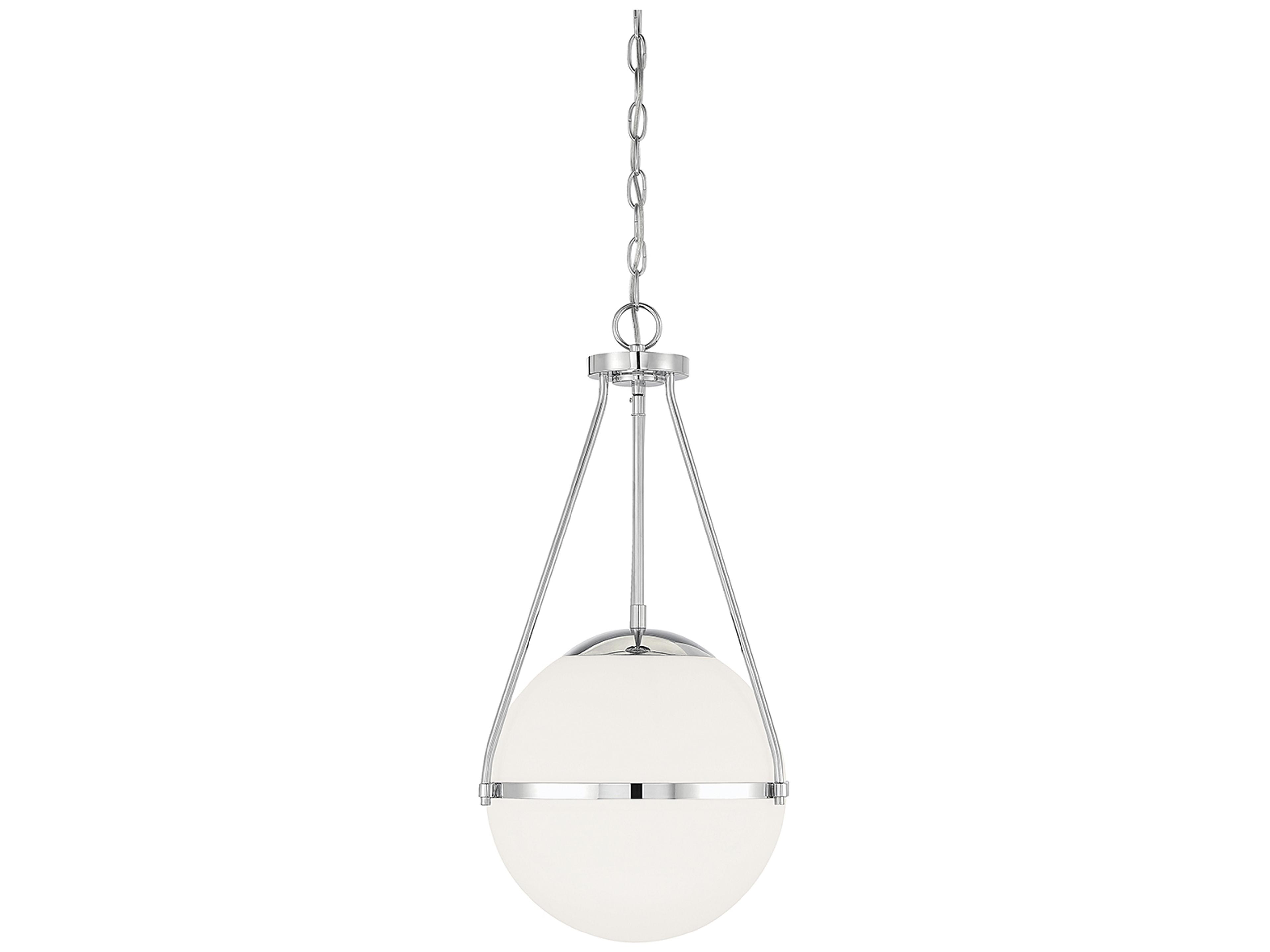 Meridian 1-Light Chrome White Glass Globe Pendant