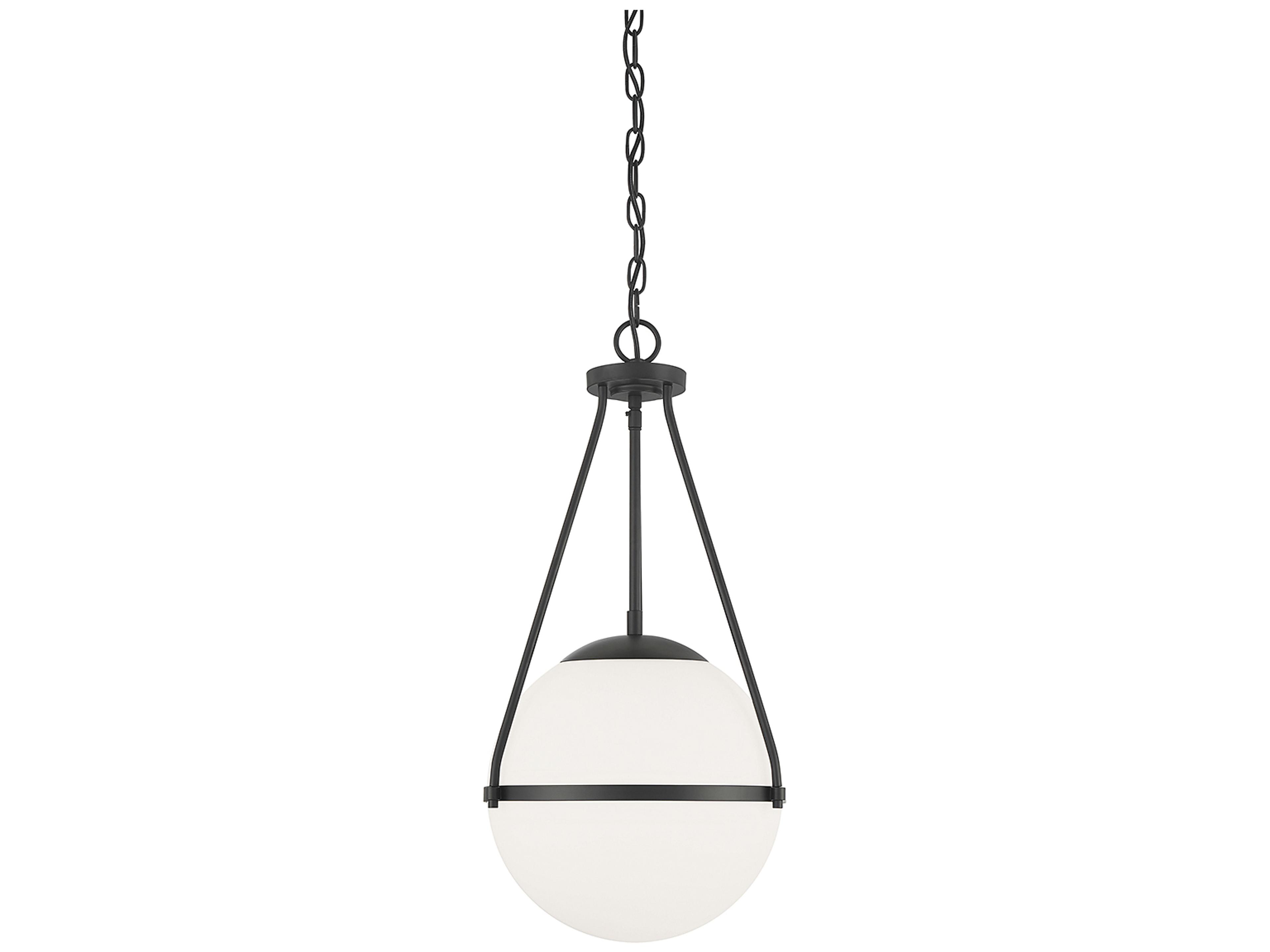 Meridian 1-Light Matte Black White Glass Globe Pendant