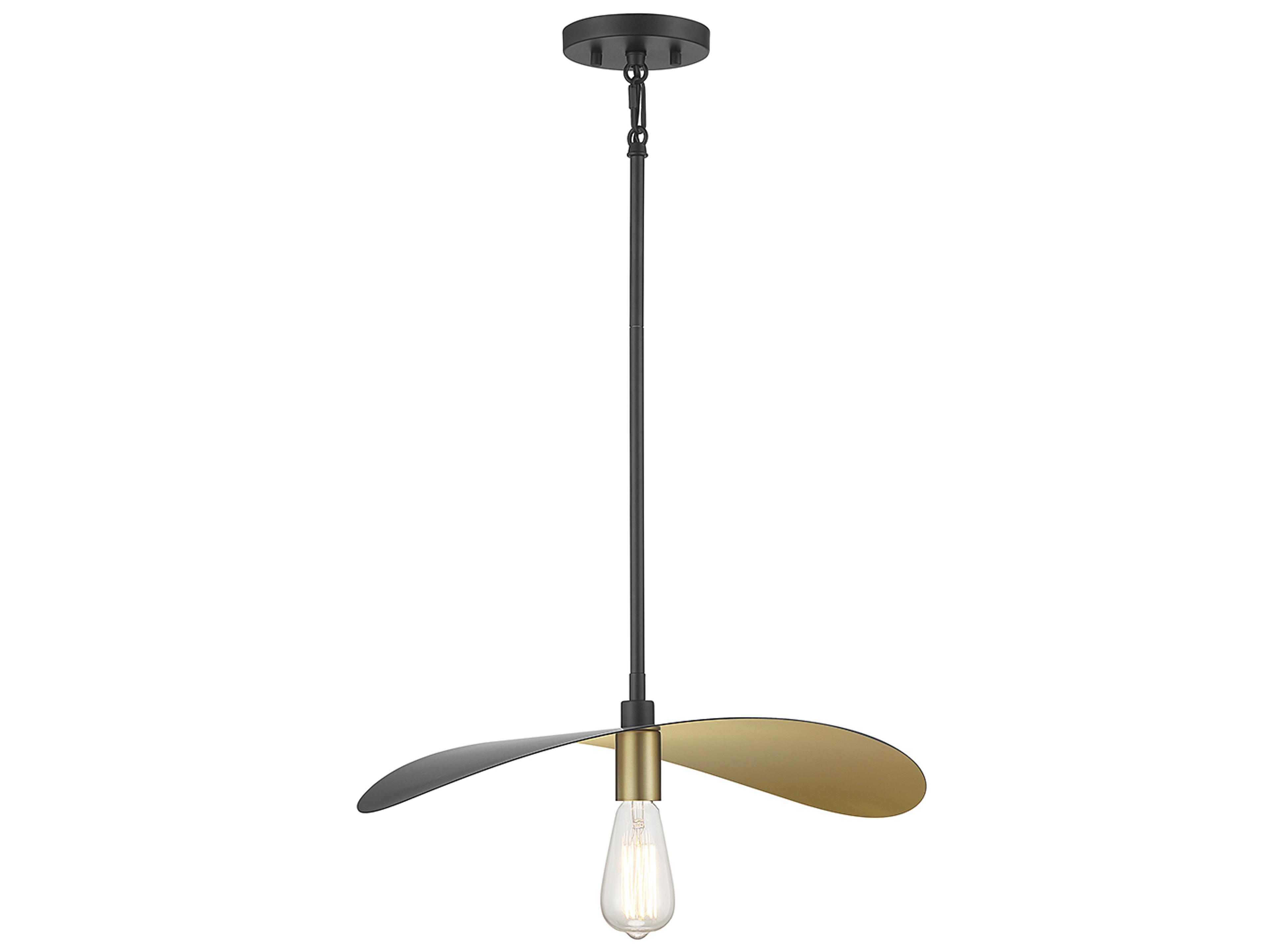 Meridian 1-Light Matte Black Painted Gold Pendant