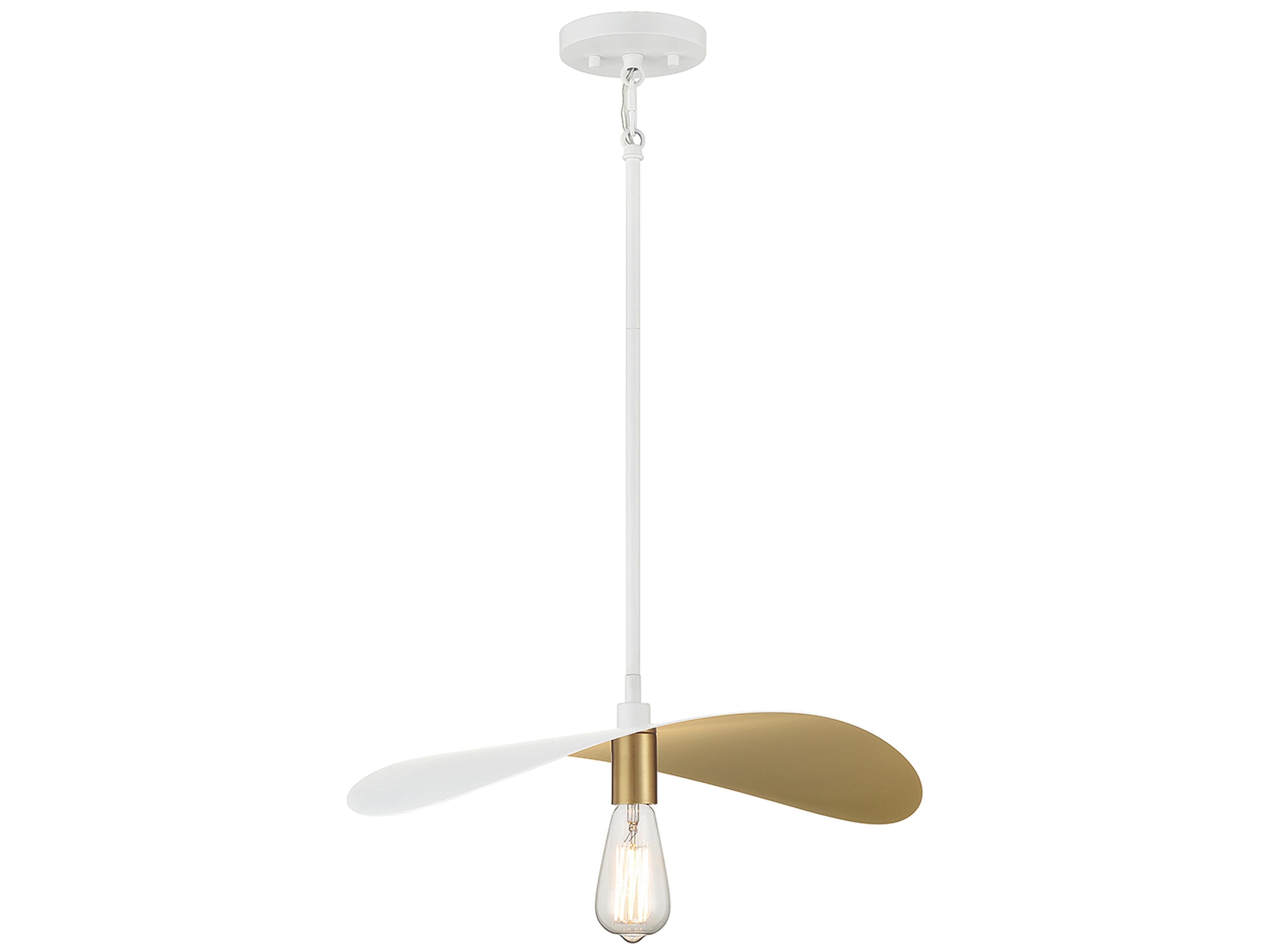 Meridian 1-Light White Painted Gold Pendant