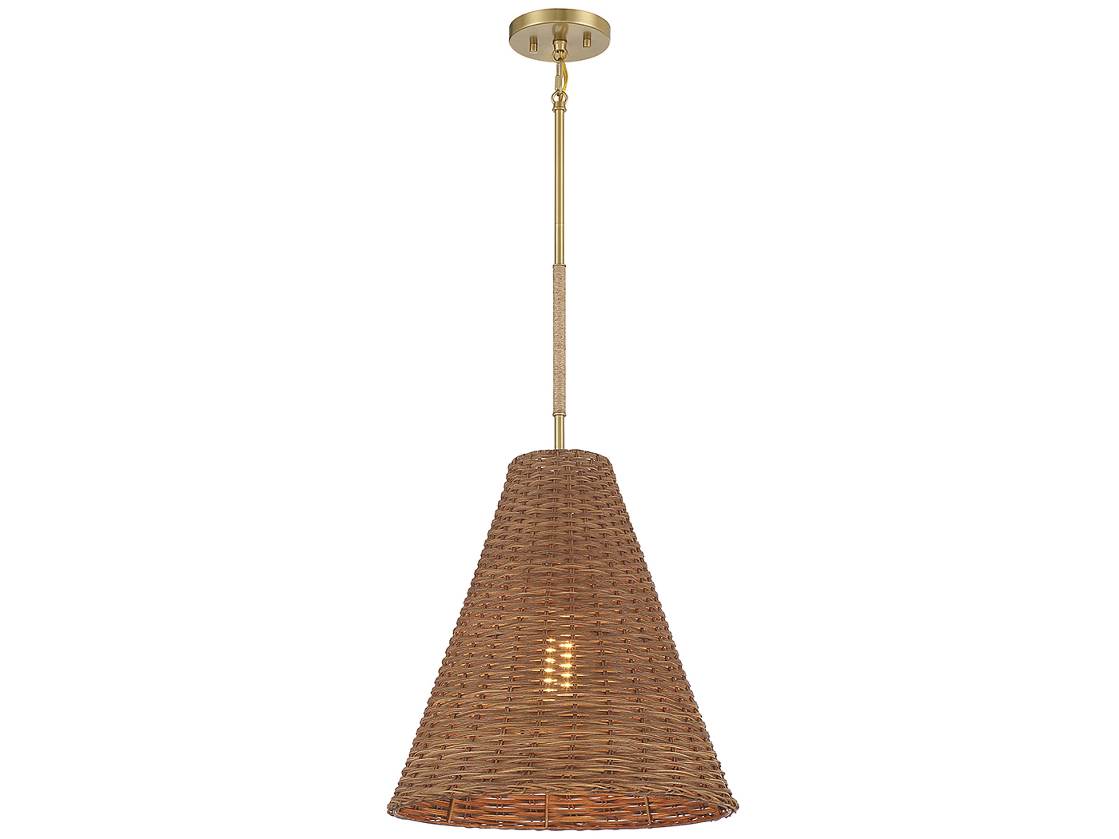 Meridian 1-Light Natural Brass Brown Pendant