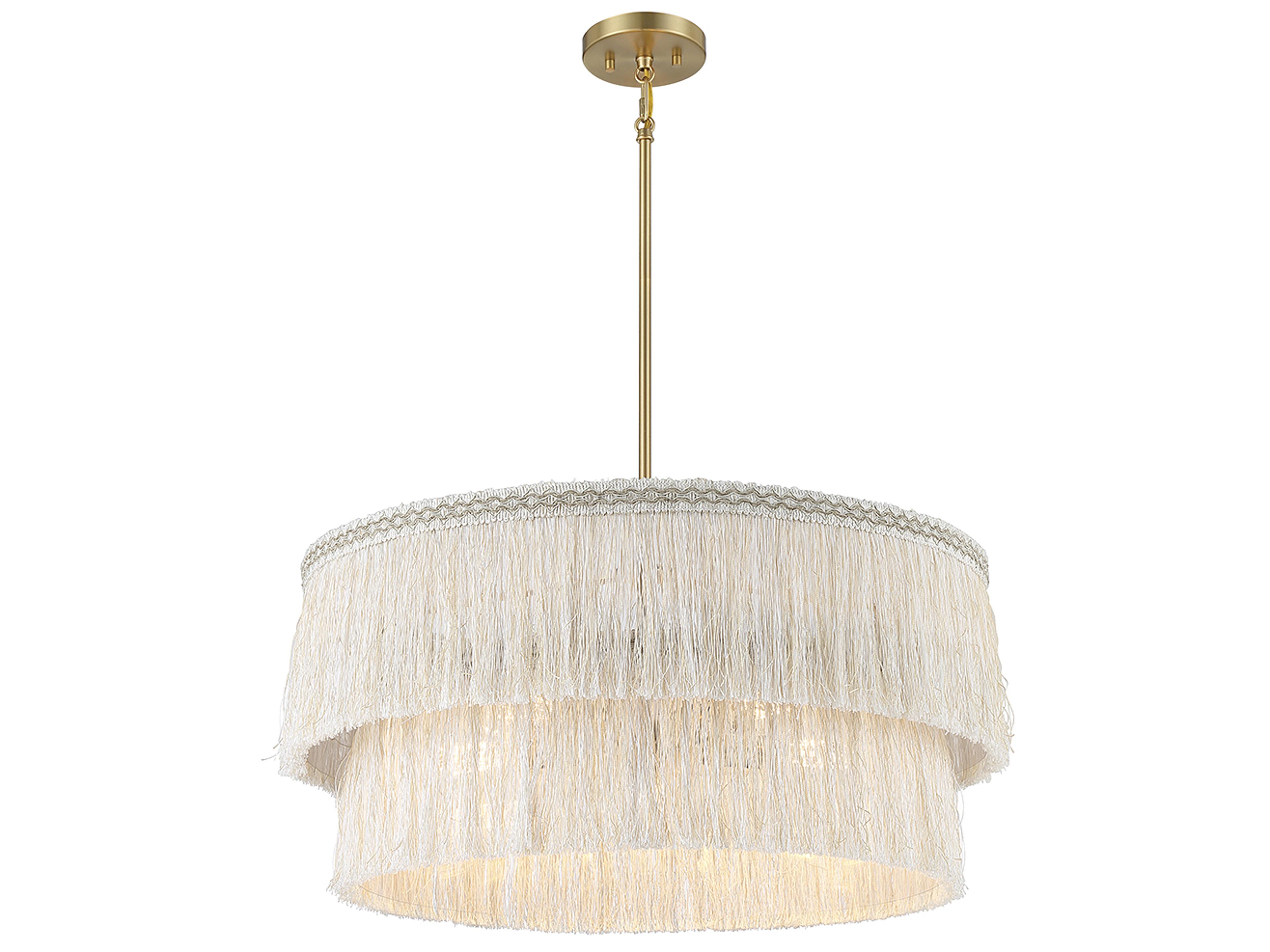 Meridian 5-Light Natural Brass White Tiered Pendant