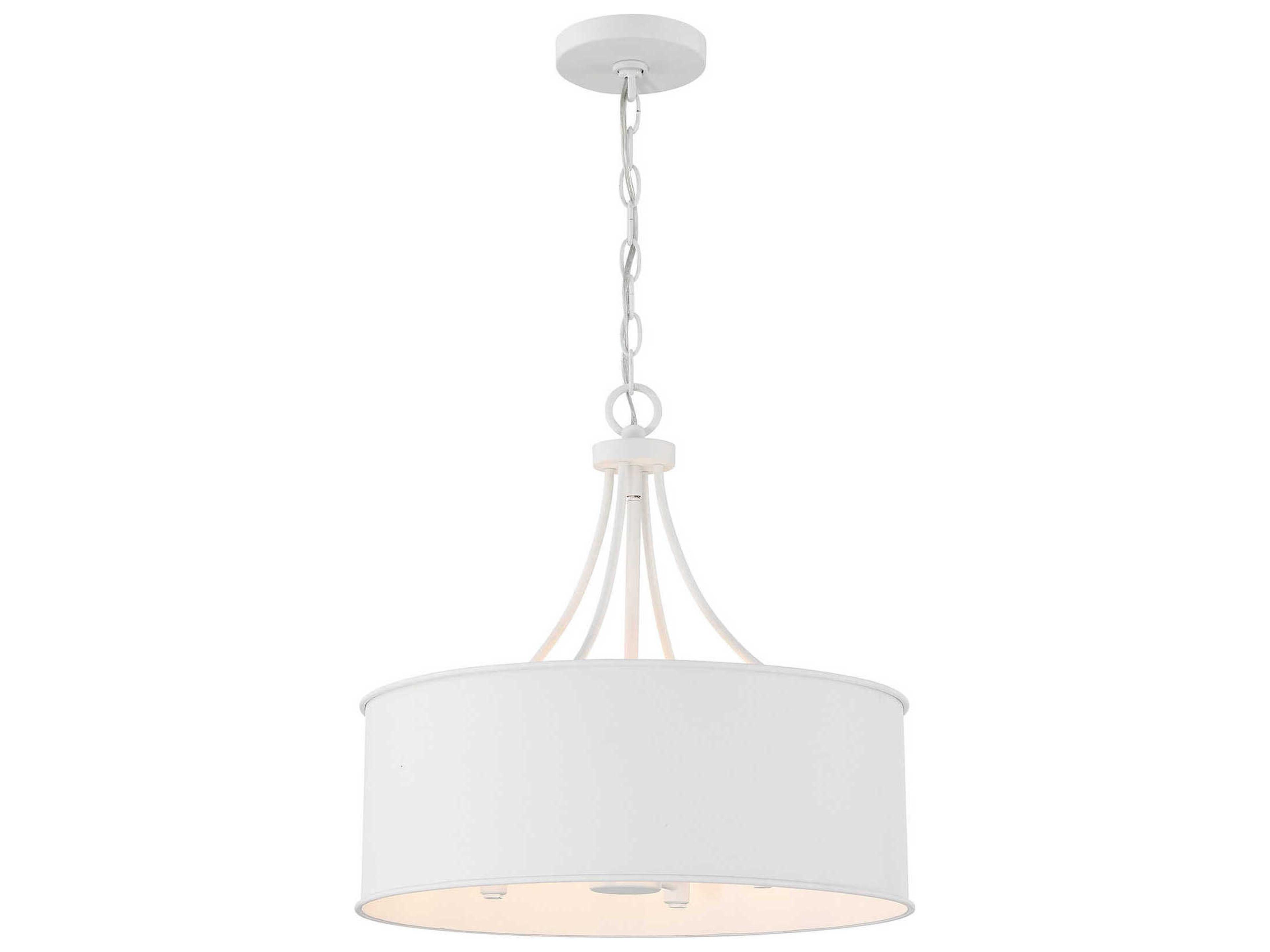 Meridian 4-Light Bisque White Drum Pendant