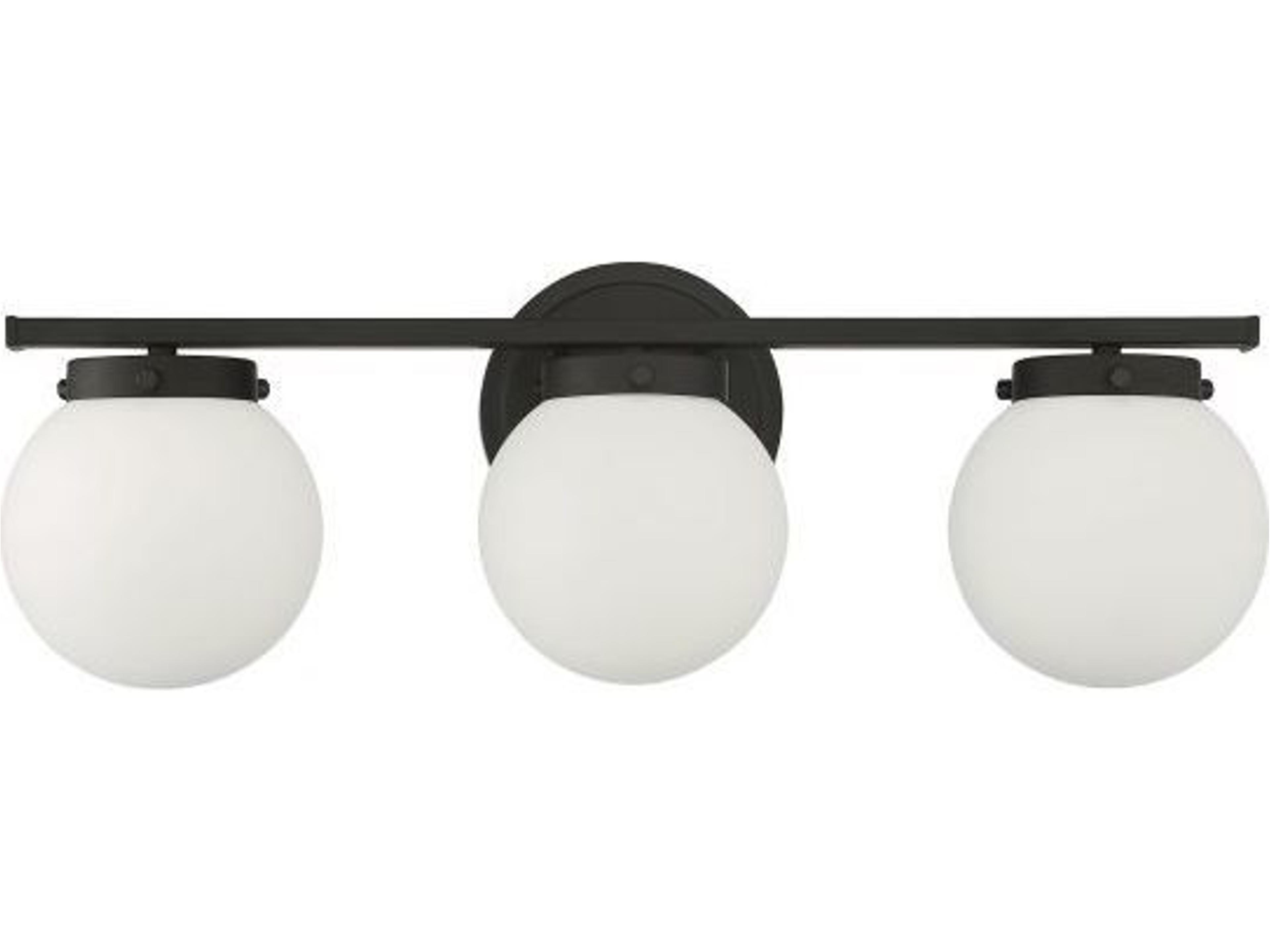 Savoy House Meridian 3-Light Matte Black Glass Vanity Light