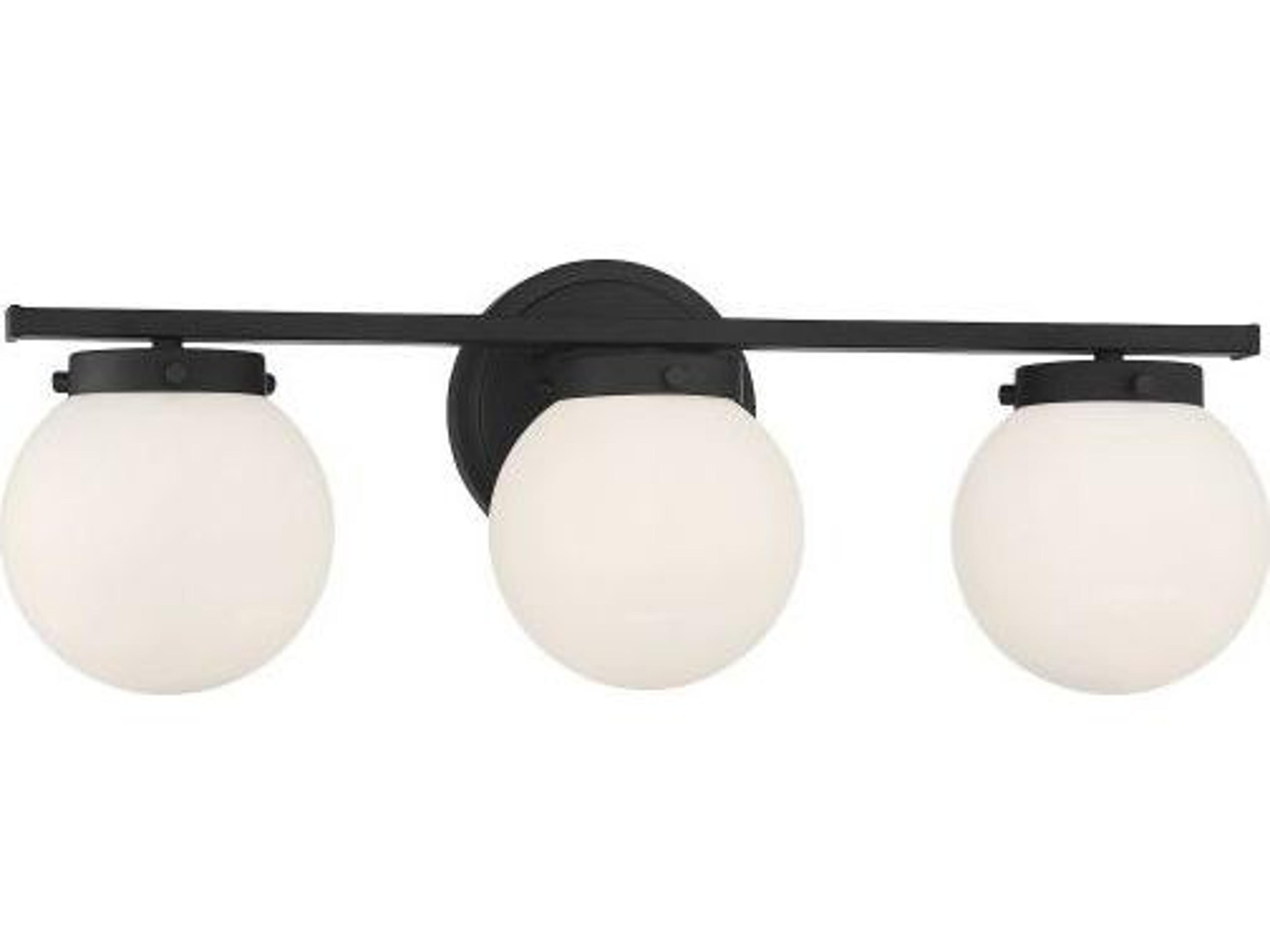 Savoy House Meridian 3-Light Matte Black Glass Vanity Light