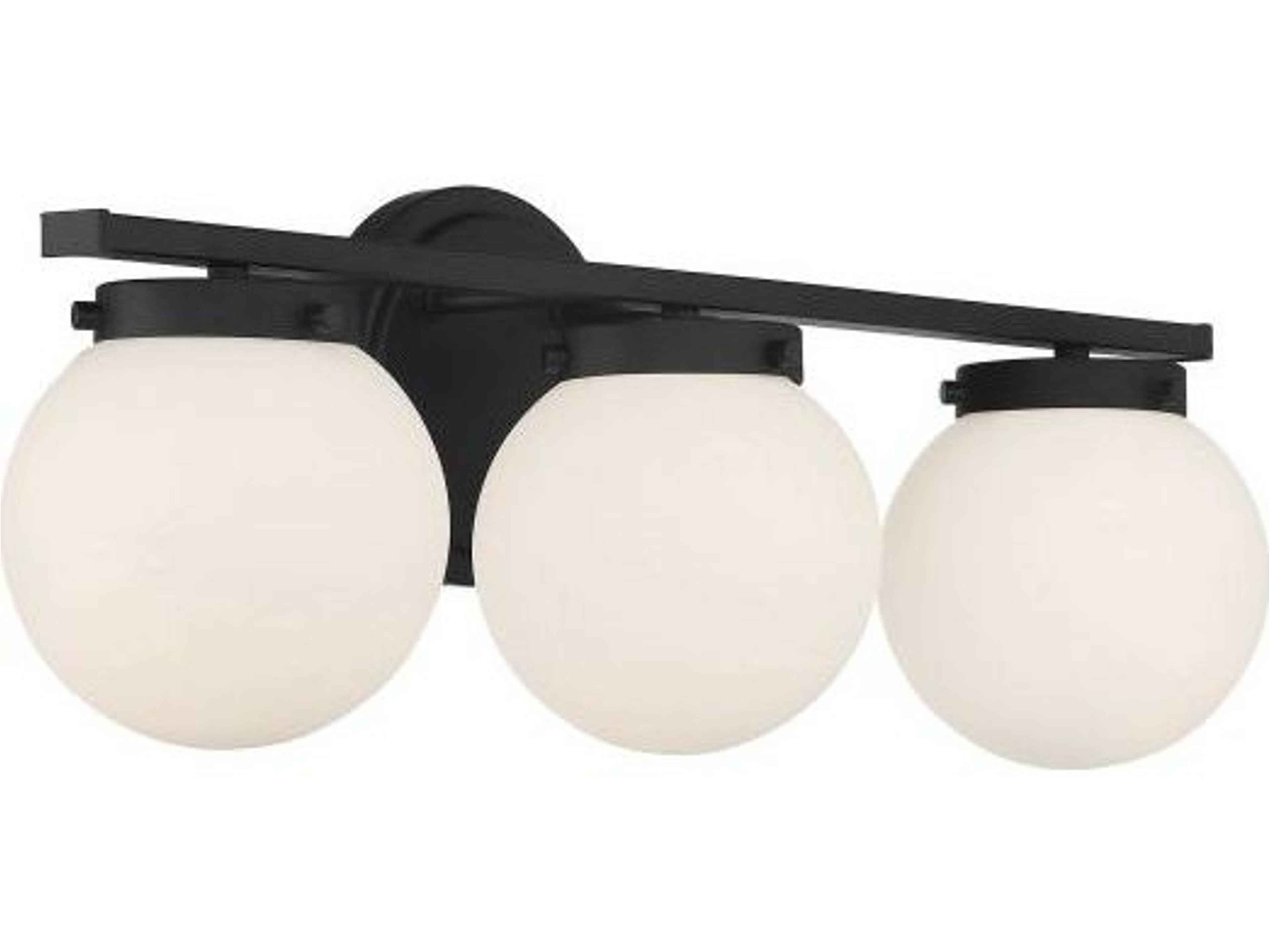 Savoy House Meridian 3-Light Matte Black Glass Vanity Light