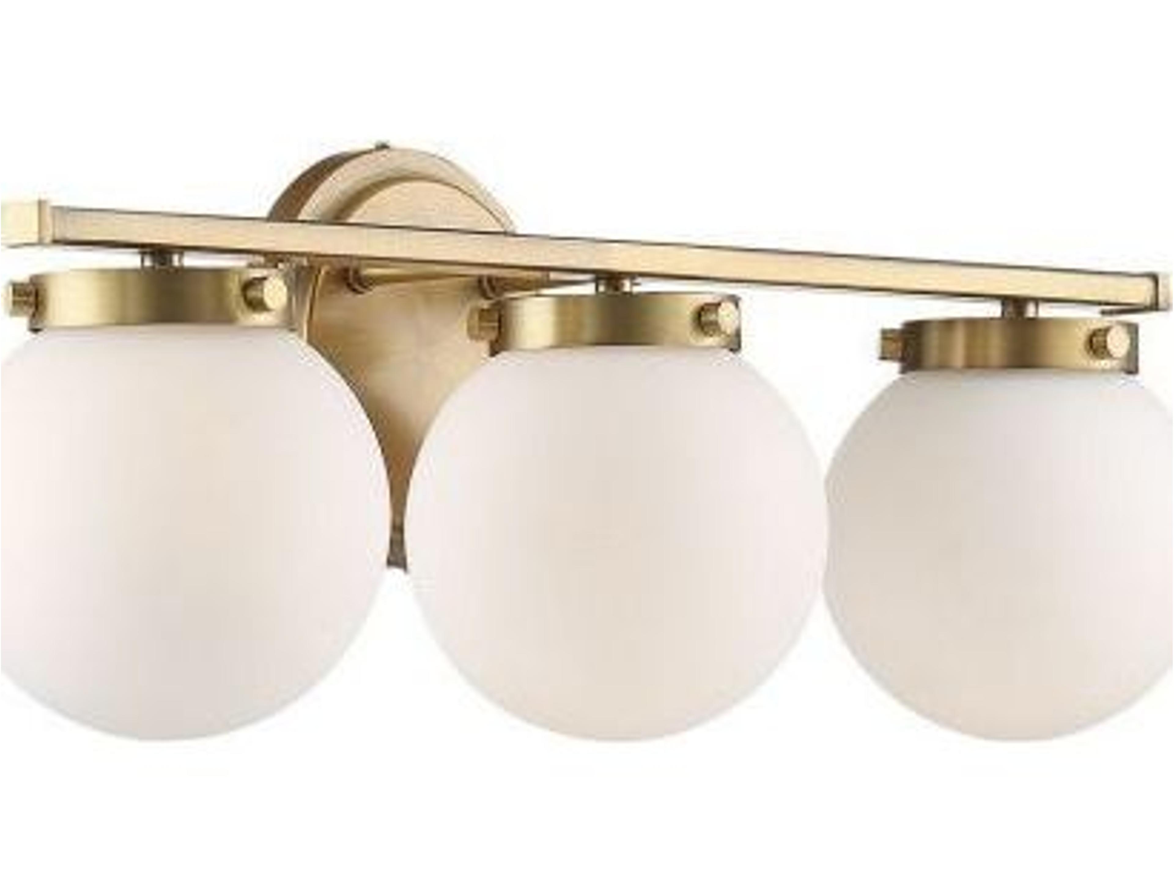 Savoy House Meridian 3-Light Natural Brass Glass Vanity Light