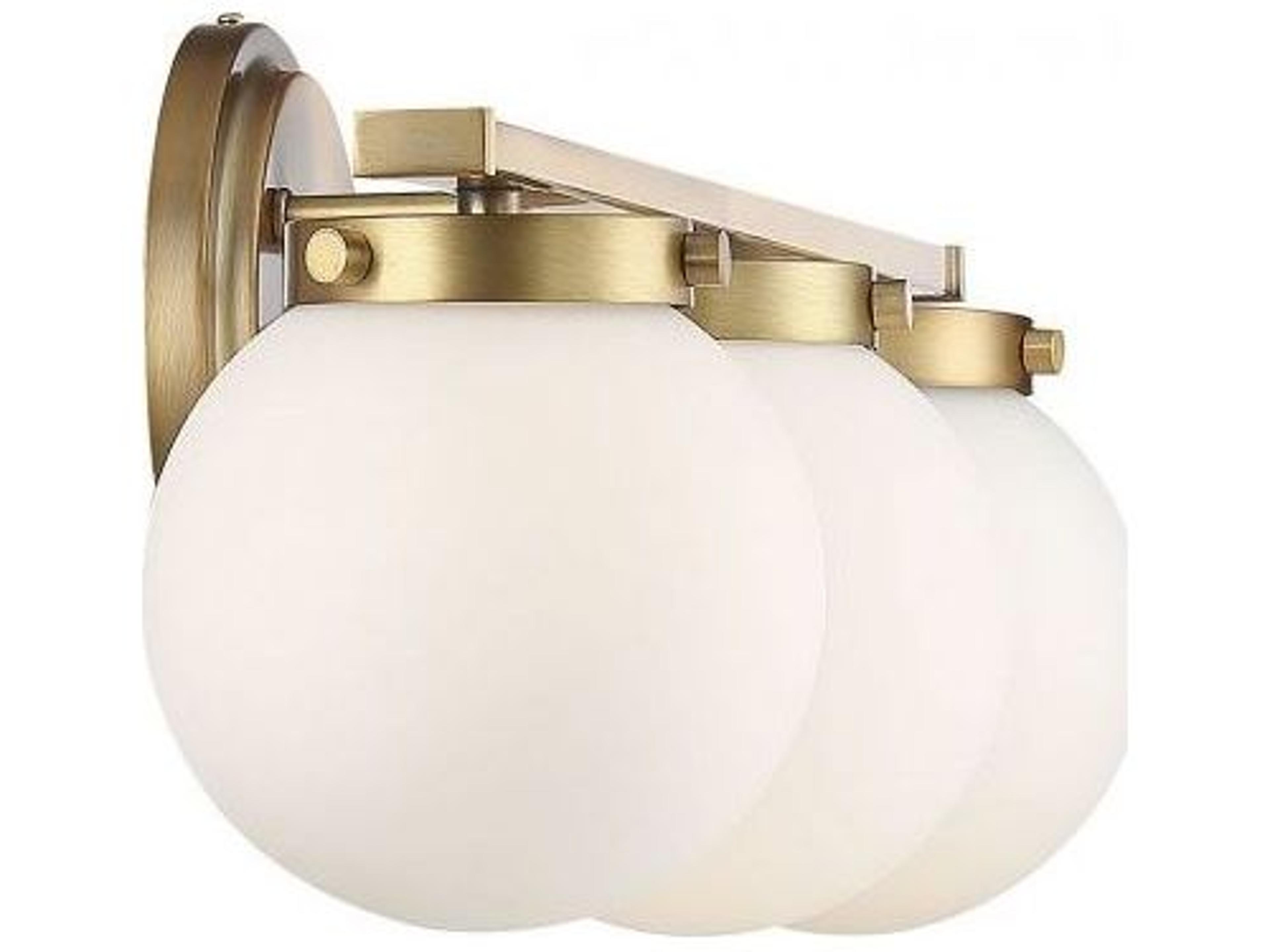 Savoy House Meridian 3-Light Natural Brass Glass Vanity Light
