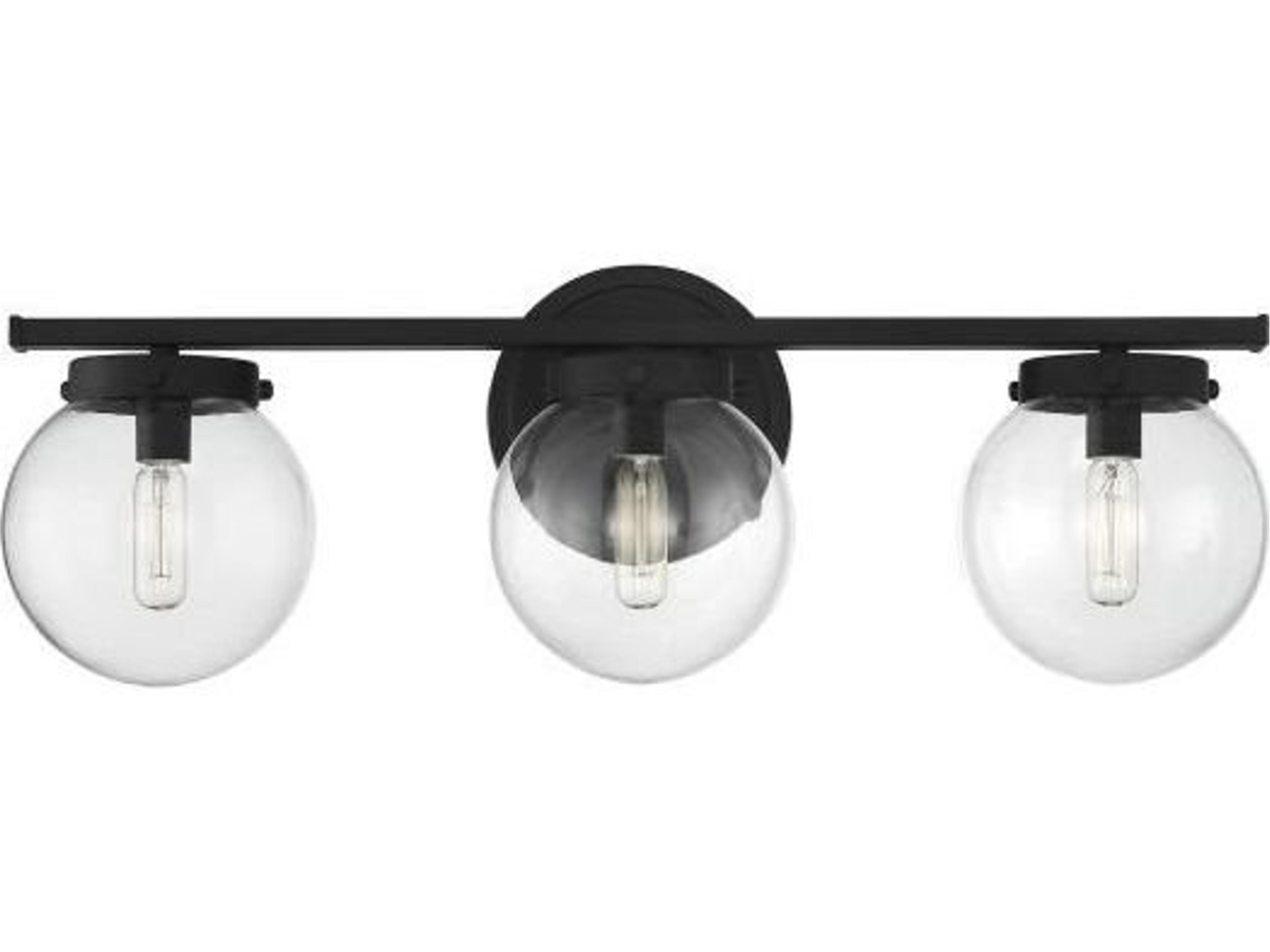Savoy House Meridian 3-Light Matte Black Glass Vanity Light