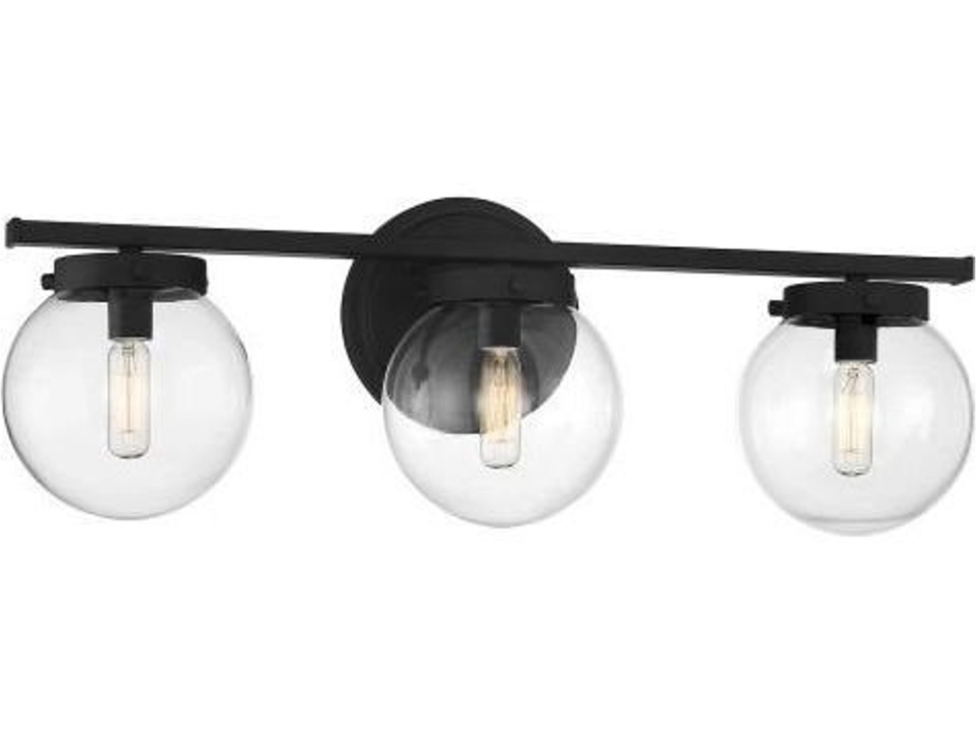 Savoy House Meridian 3-Light Matte Black Glass Vanity Light