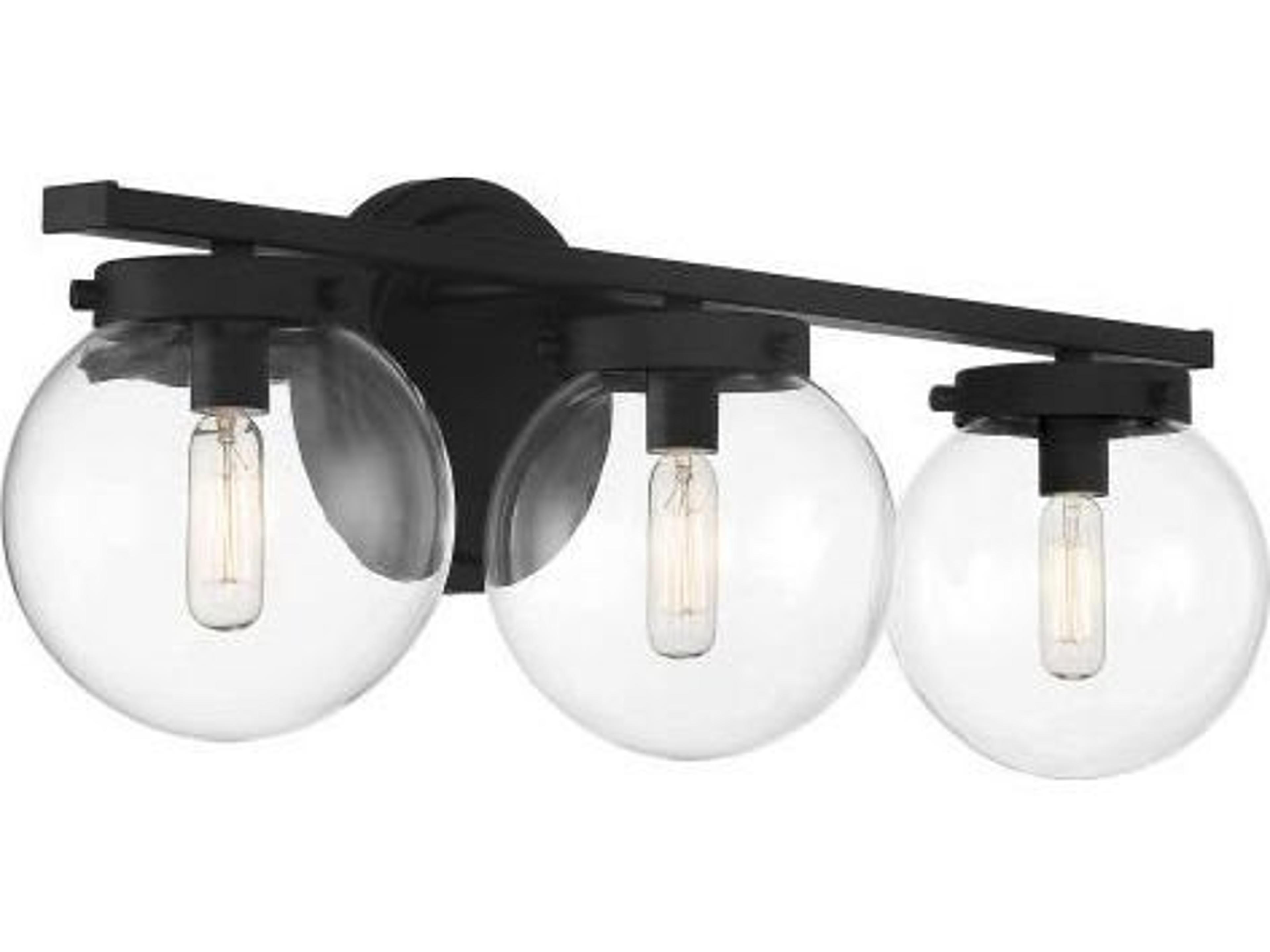 Savoy House Meridian 3-Light Matte Black Glass Vanity Light