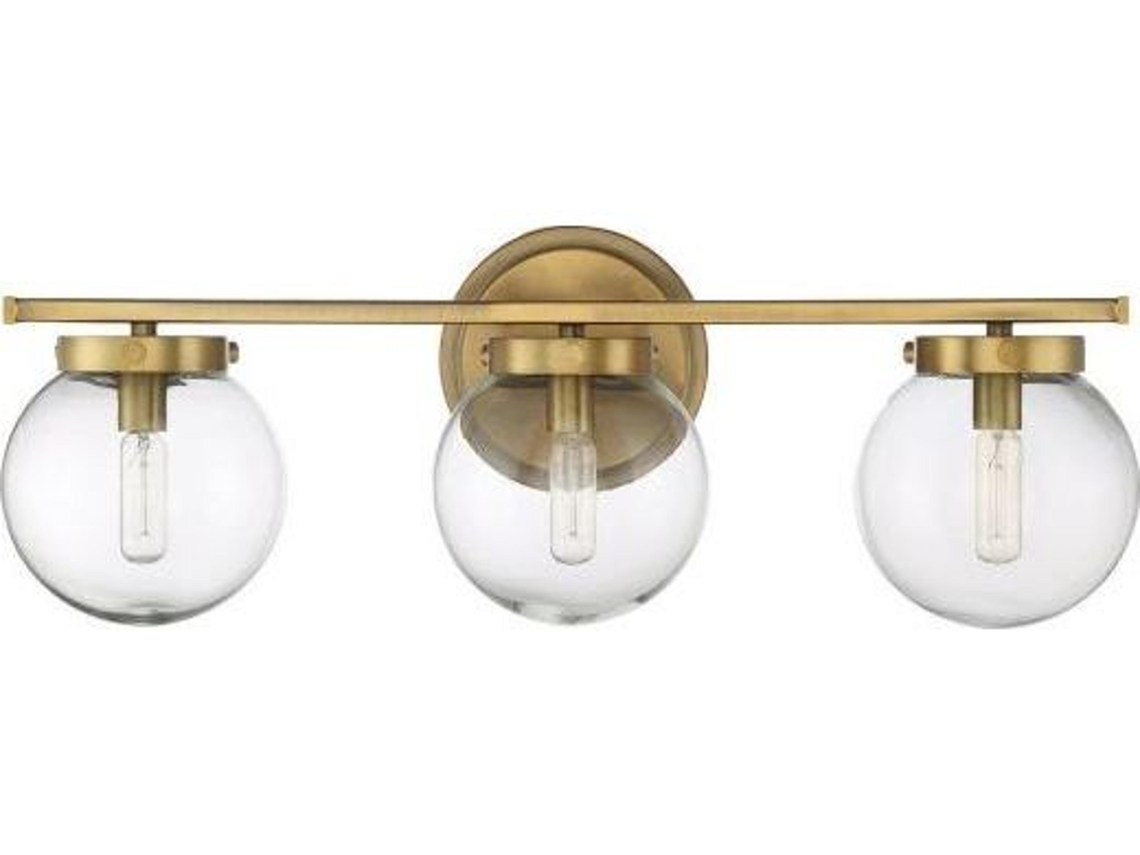 Savoy House Meridian 3-Light Natural Brass Glass Vanity Light