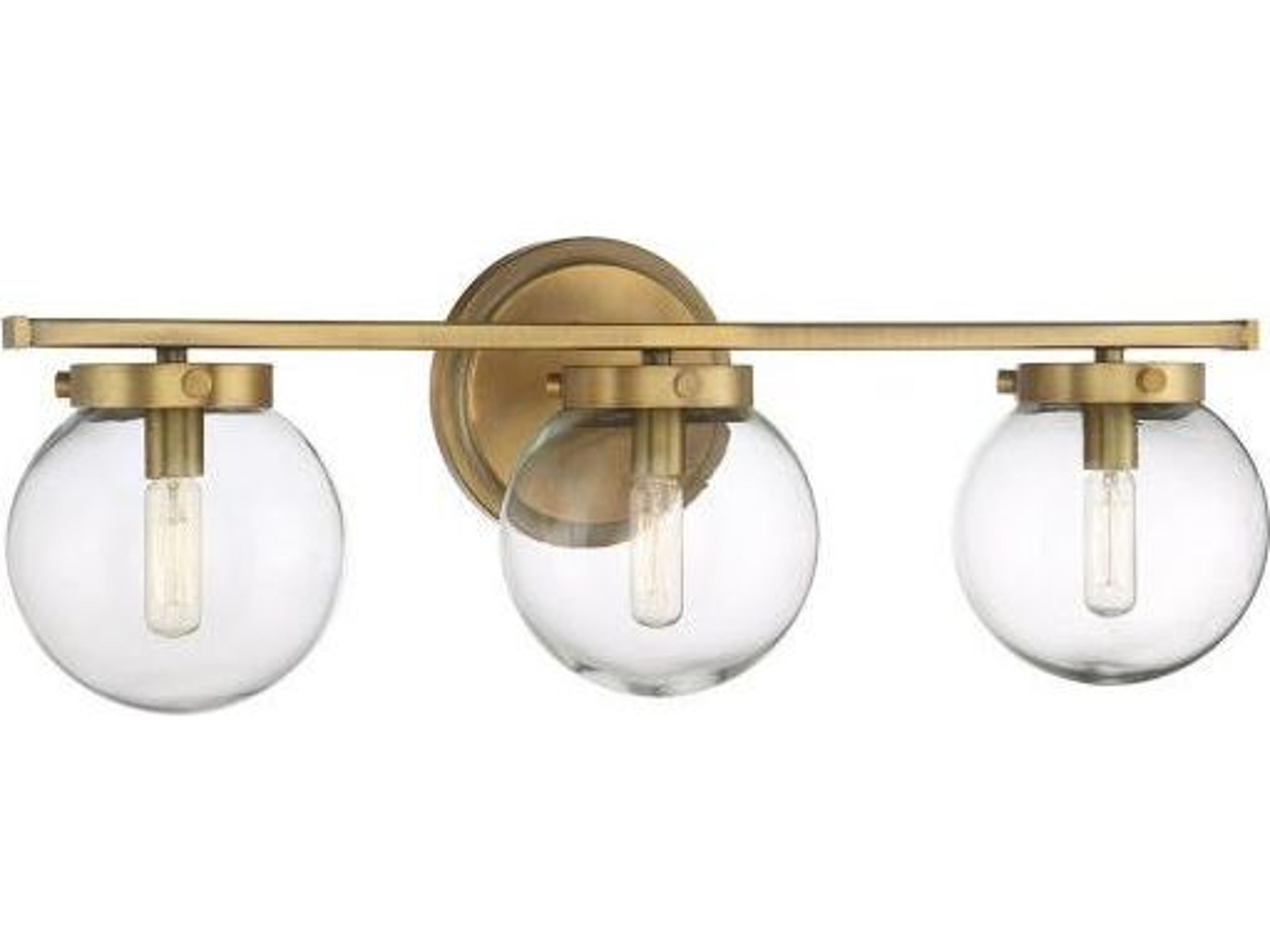 Savoy House Meridian 3-Light Natural Brass Glass Vanity Light