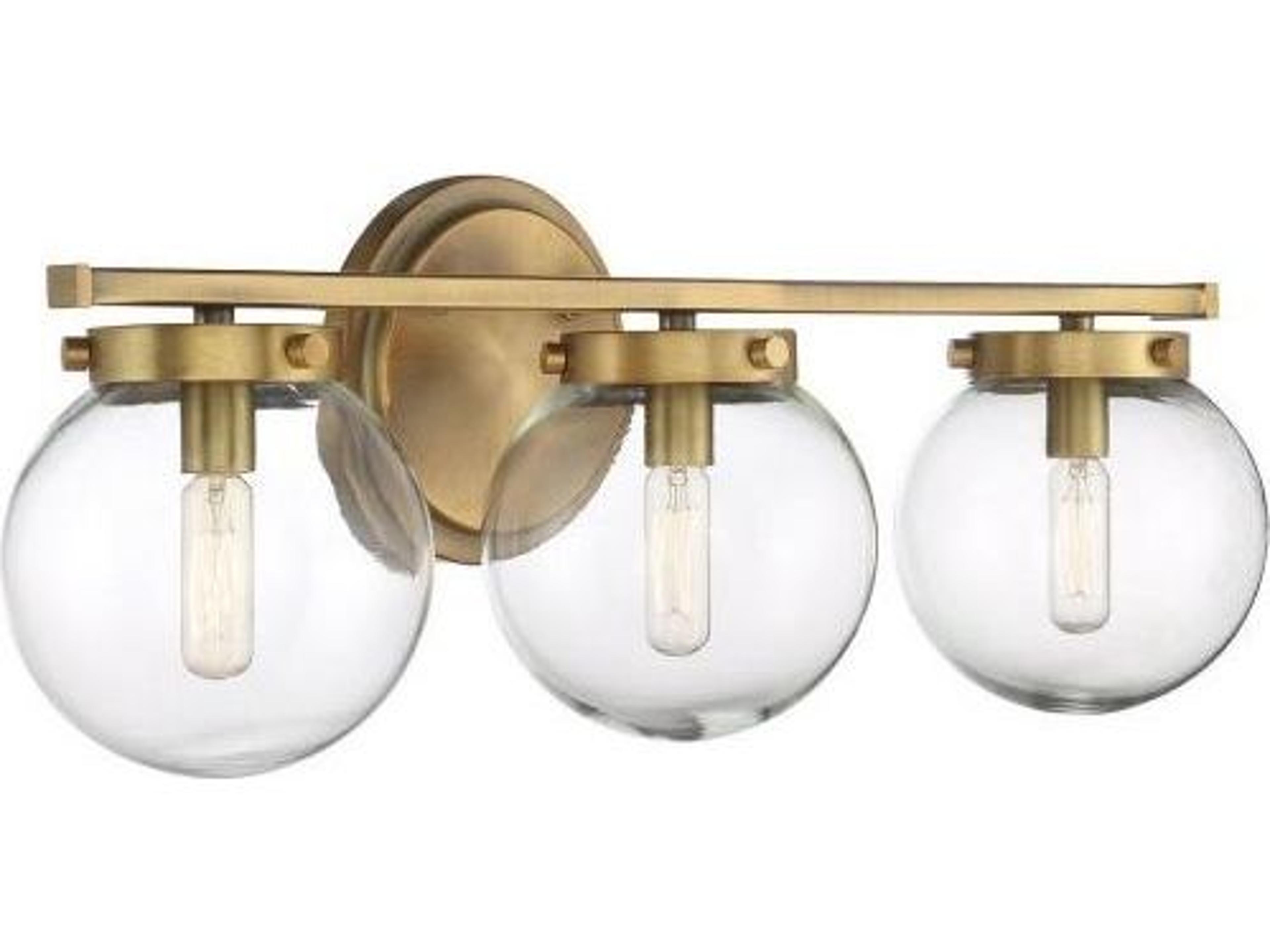 Savoy House Meridian 3-Light Natural Brass Glass Vanity Light
