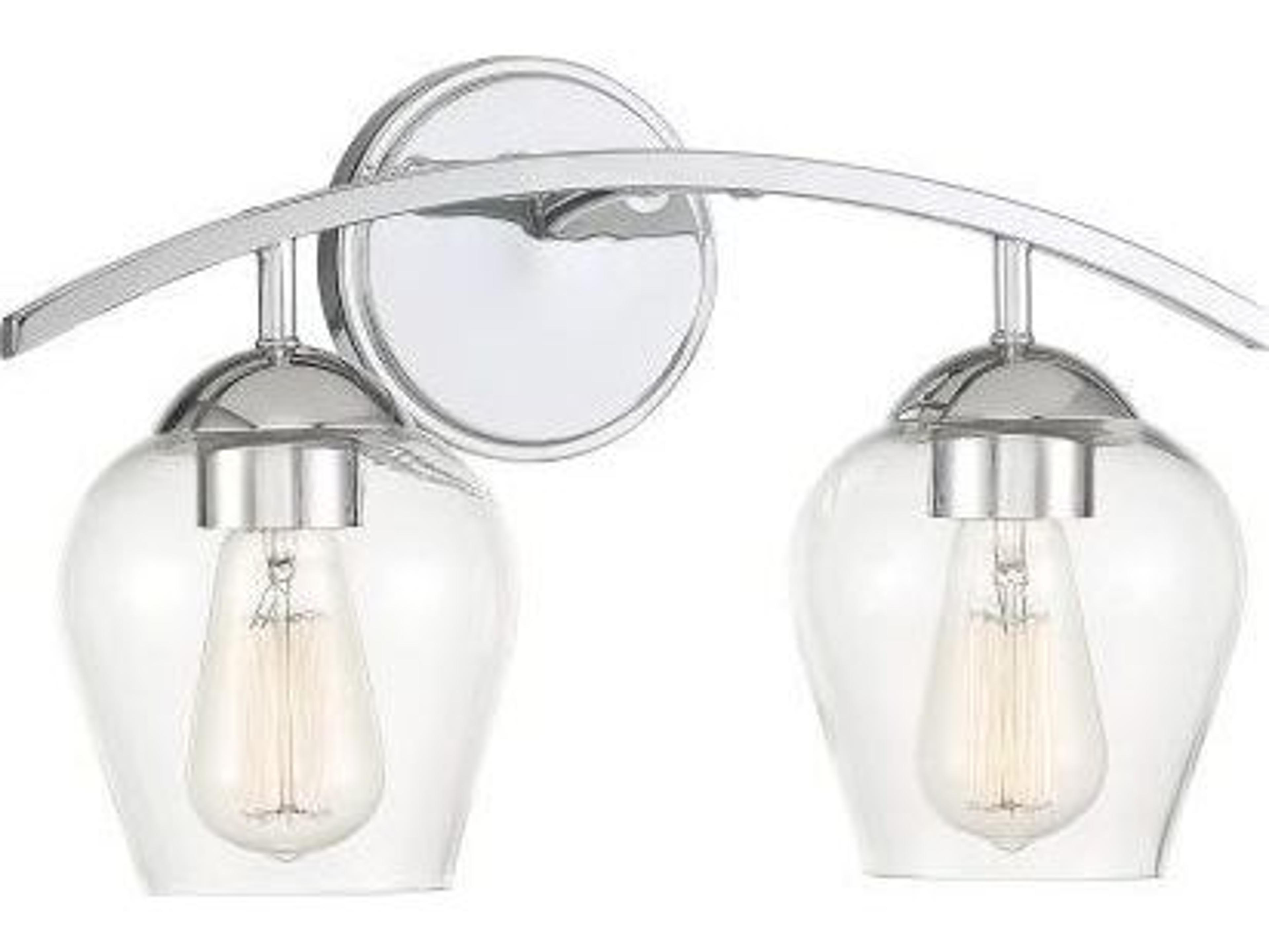 Savoy House Meridian 2-Light Chrome Glass Vanity Light