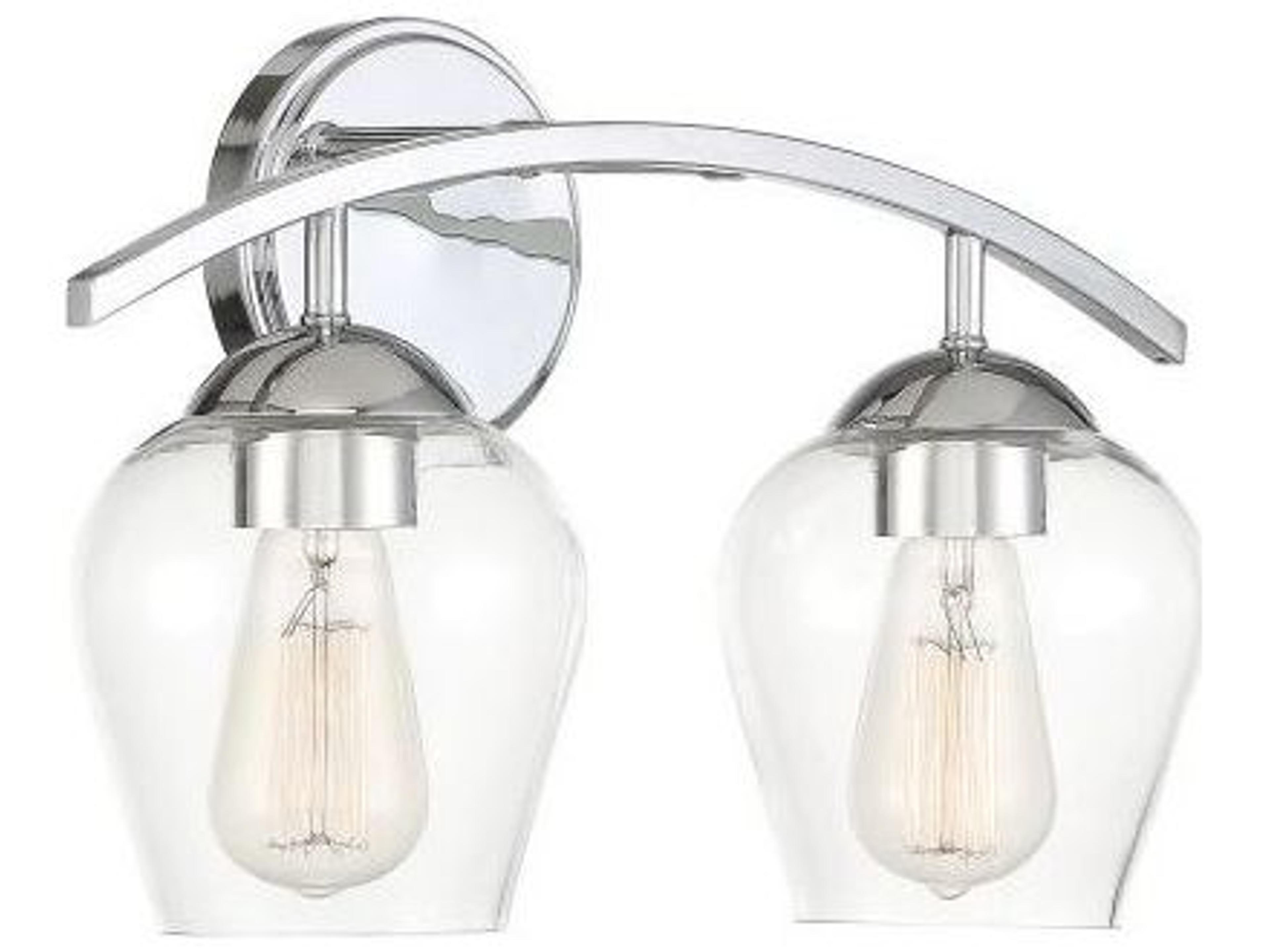 Savoy House Meridian 2-Light Chrome Glass Vanity Light