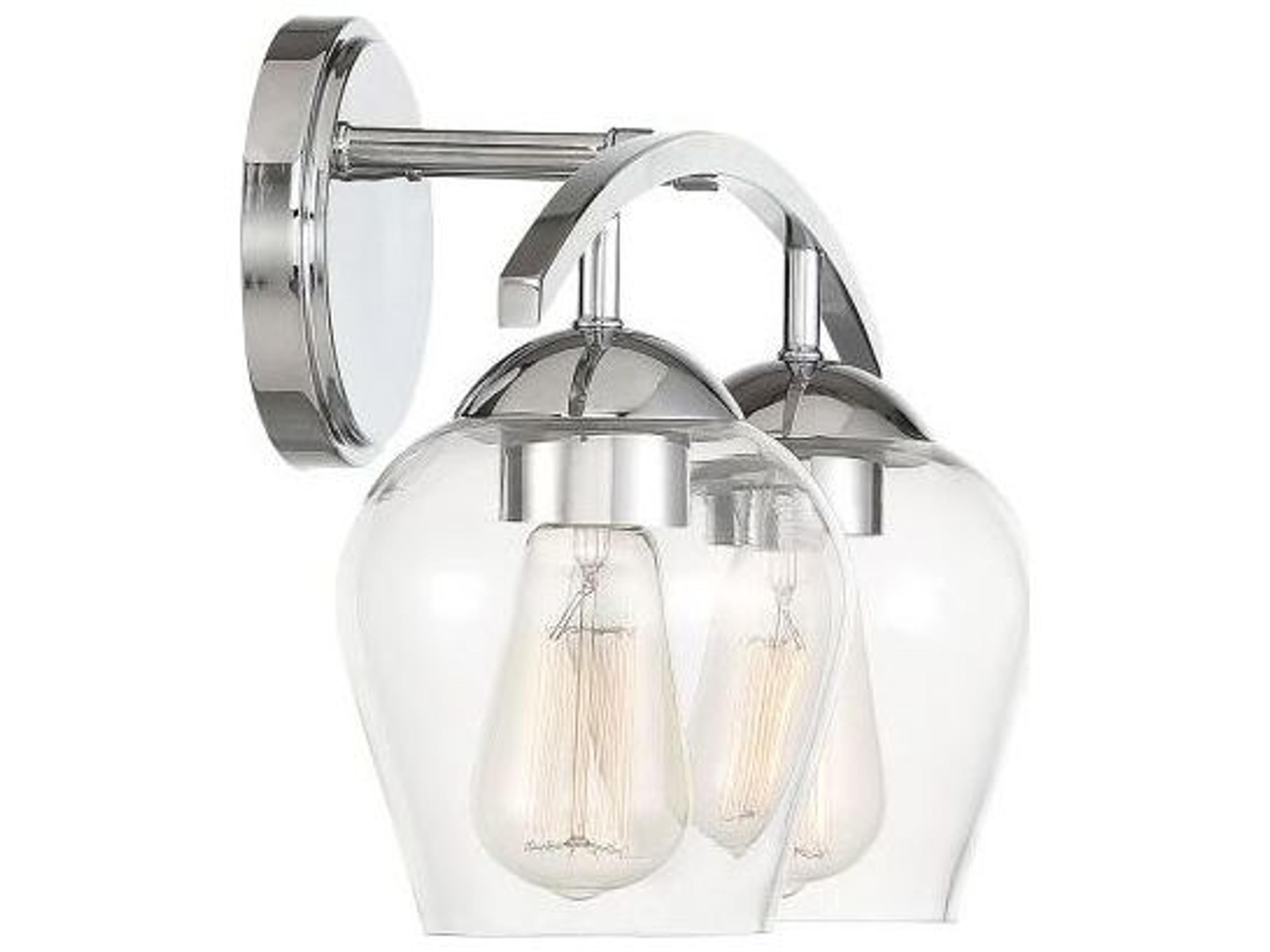 Savoy House Meridian 2-Light Chrome Glass Vanity Light
