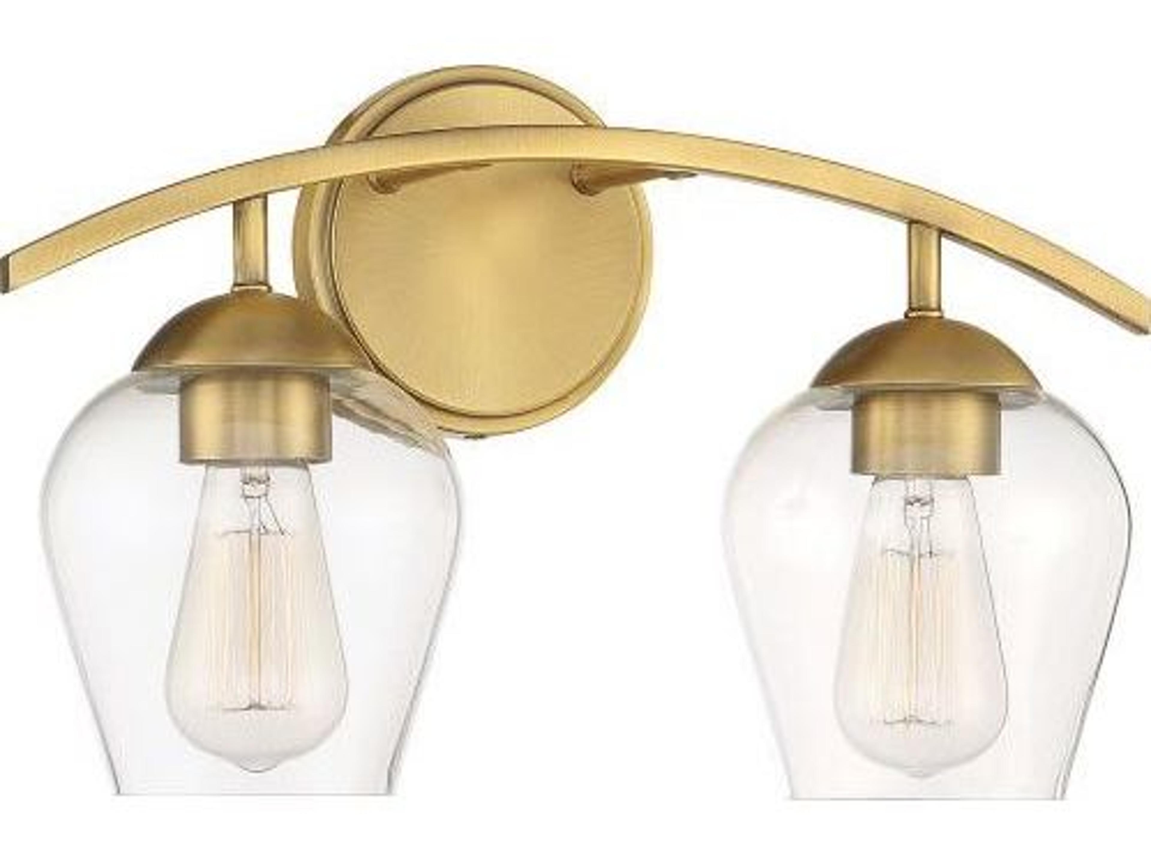 Savoy House Meridian 2-Light Natural Brass Glass Vanity Light