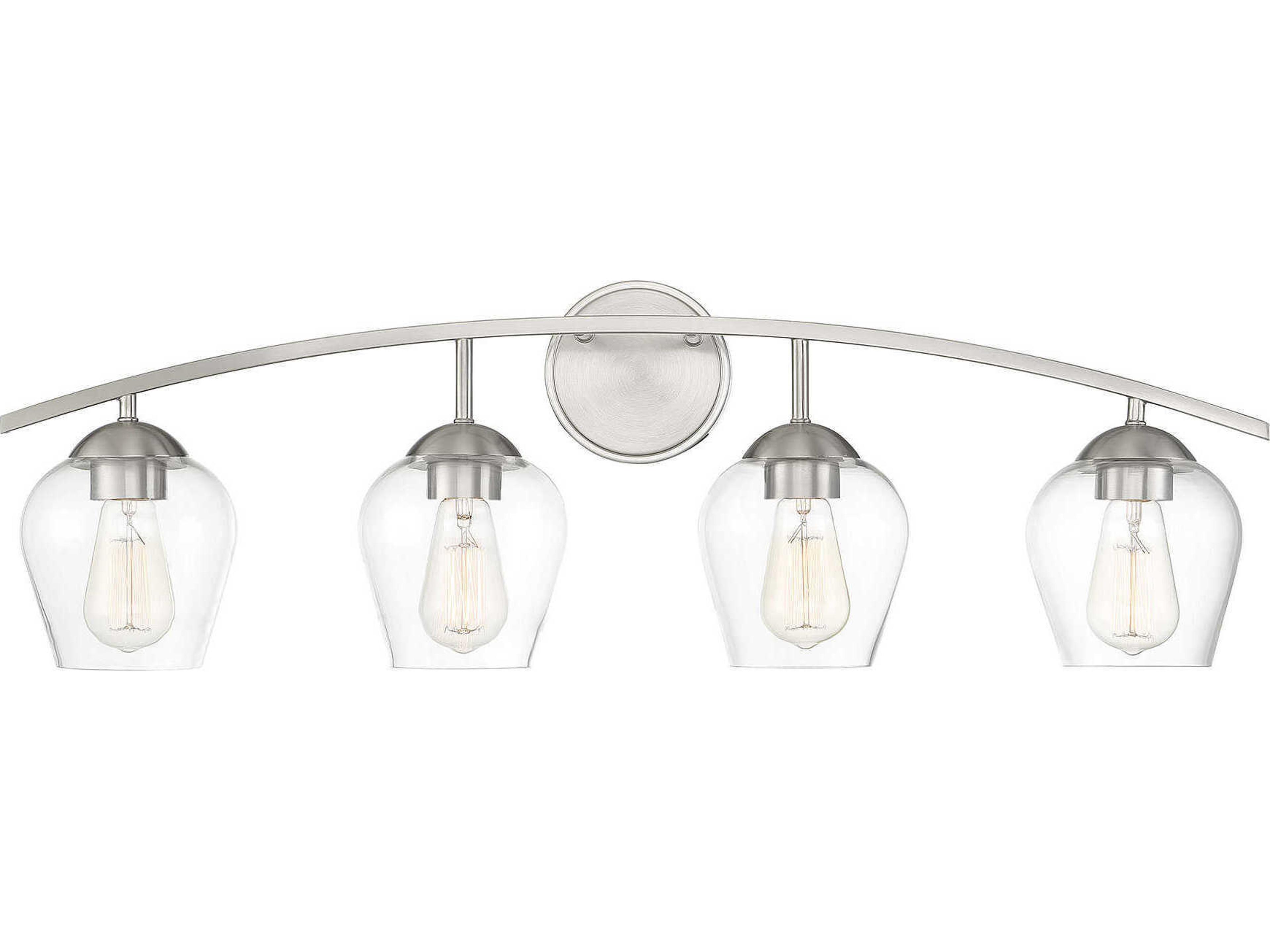 Meridian 4-Light Brushed Nickel Glass Vanity Light