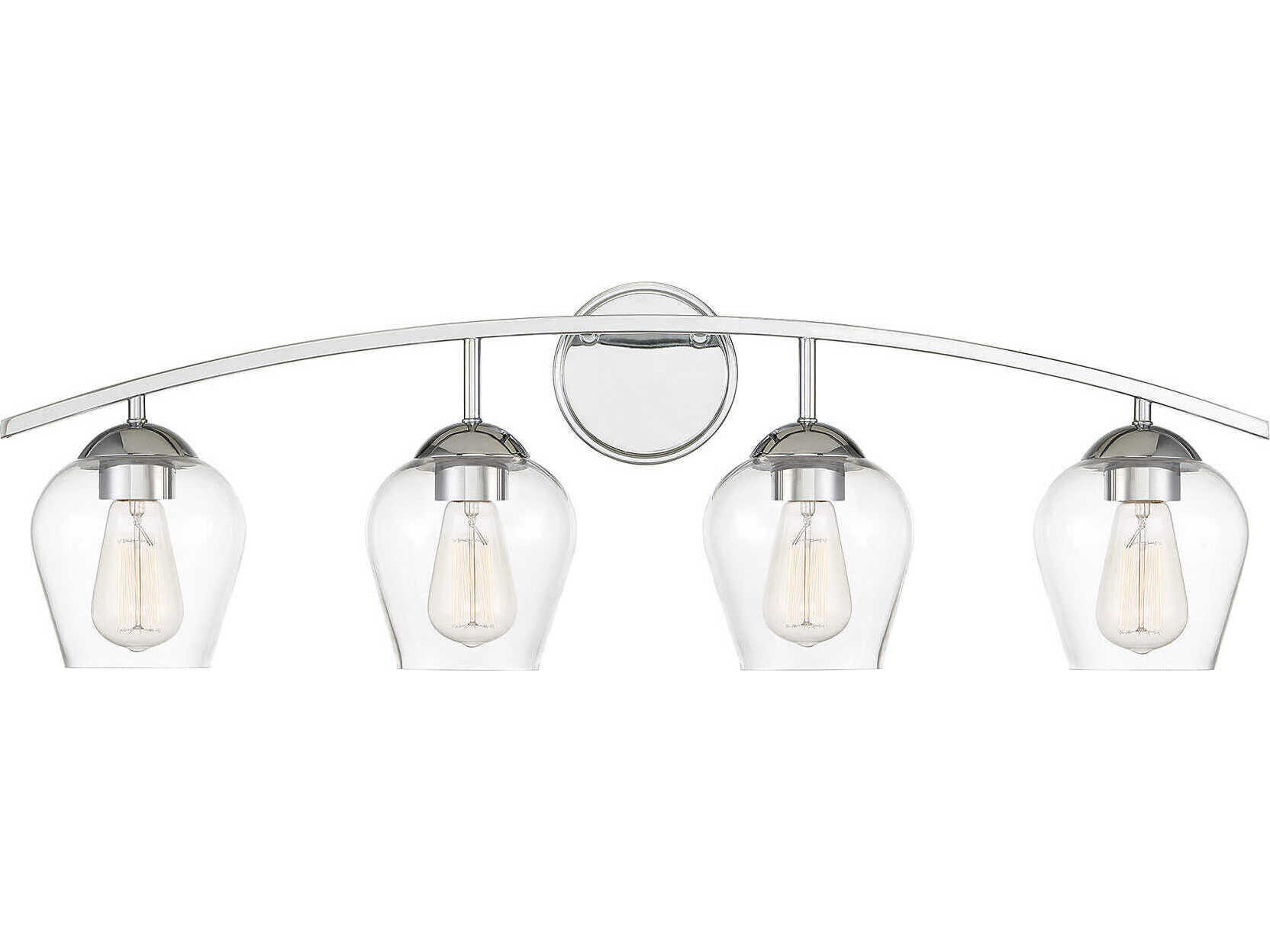 Meridian 4-Light Chrome Glass Vanity Light