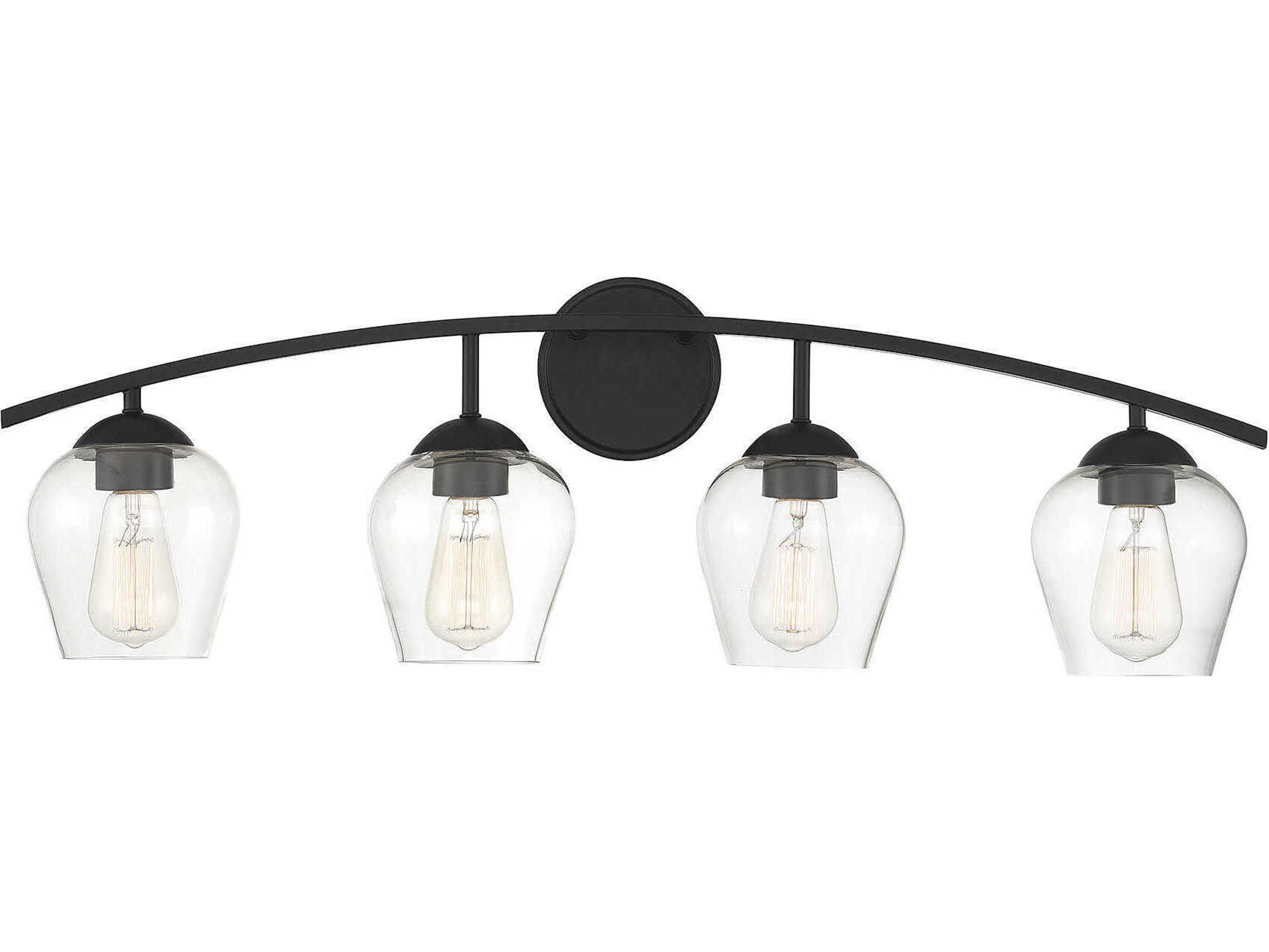Meridian 4-Light Matte Black Glass Vanity Light