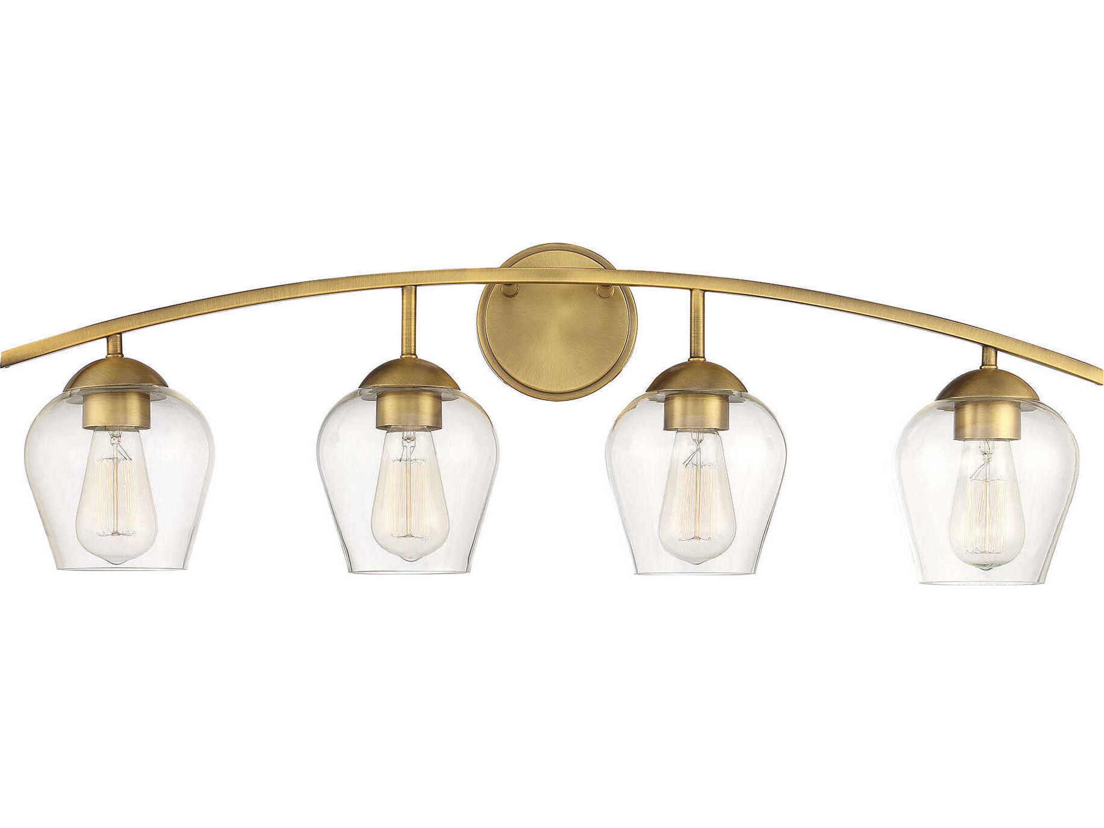 Meridian 4-Light Natural Brass Glass Vanity Light