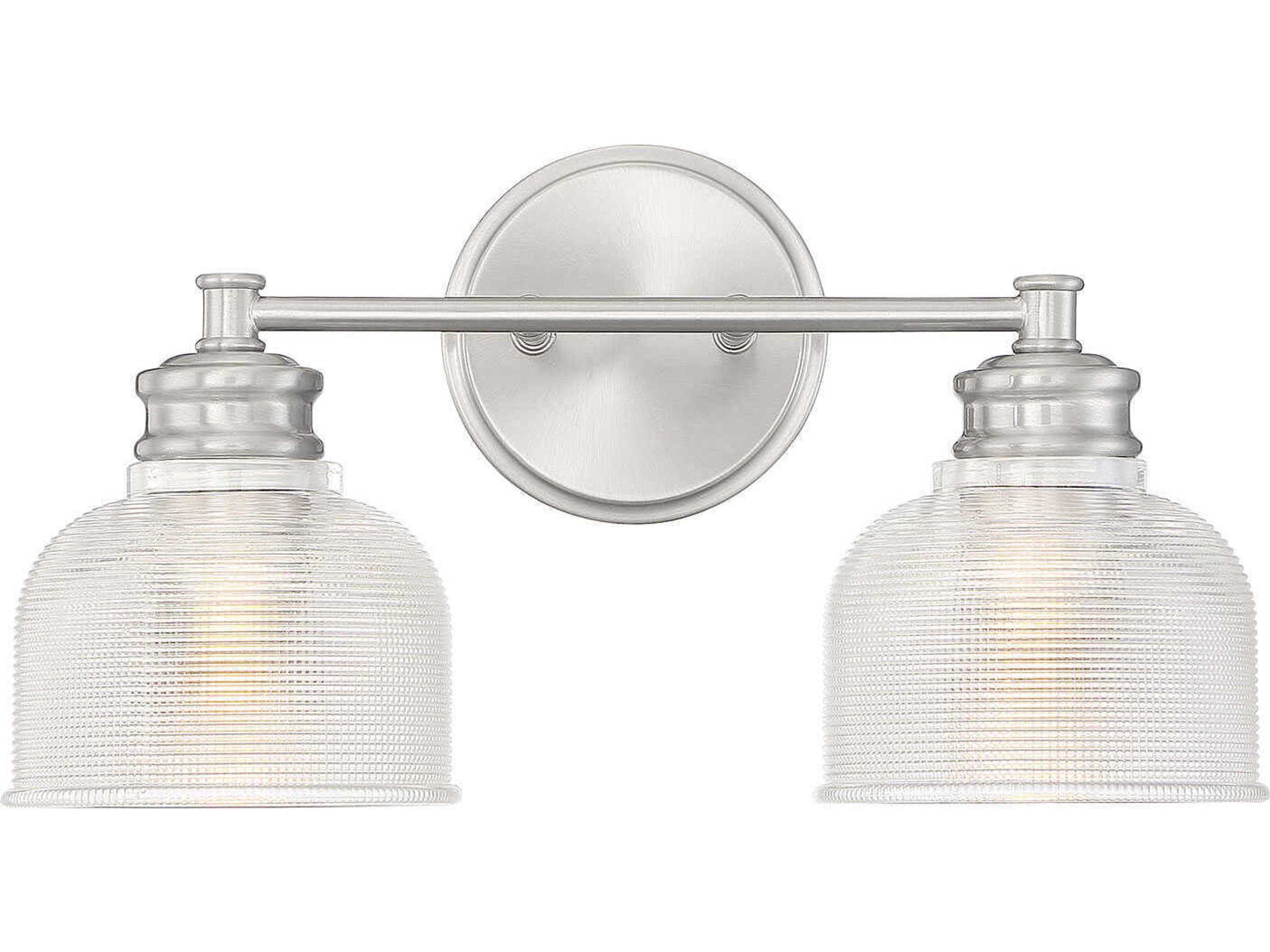 Meridian 2-Light Brushed Nickel Glass Vanity Light