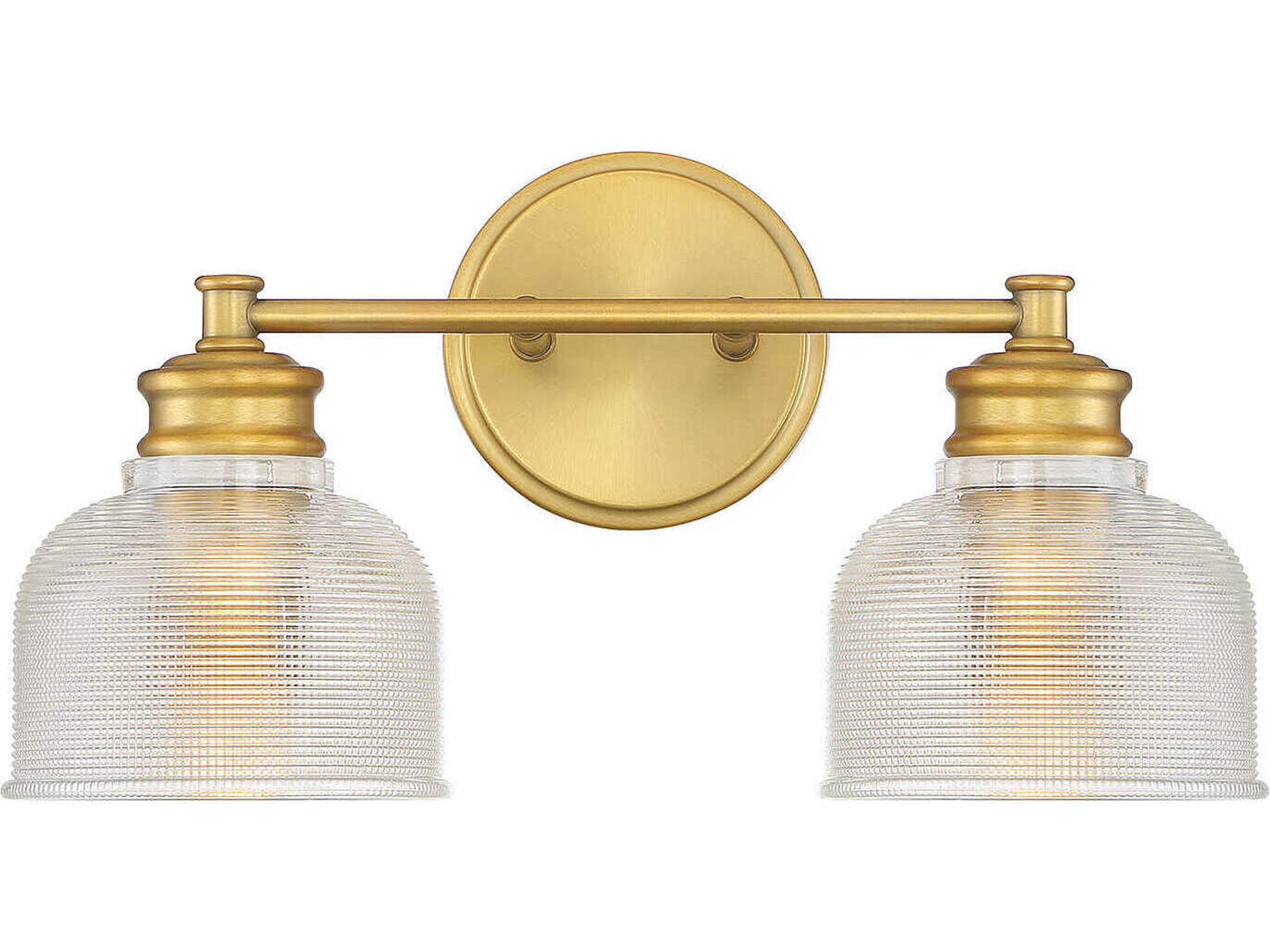 Meridian 2-Light Natural Brass Glass Vanity Light