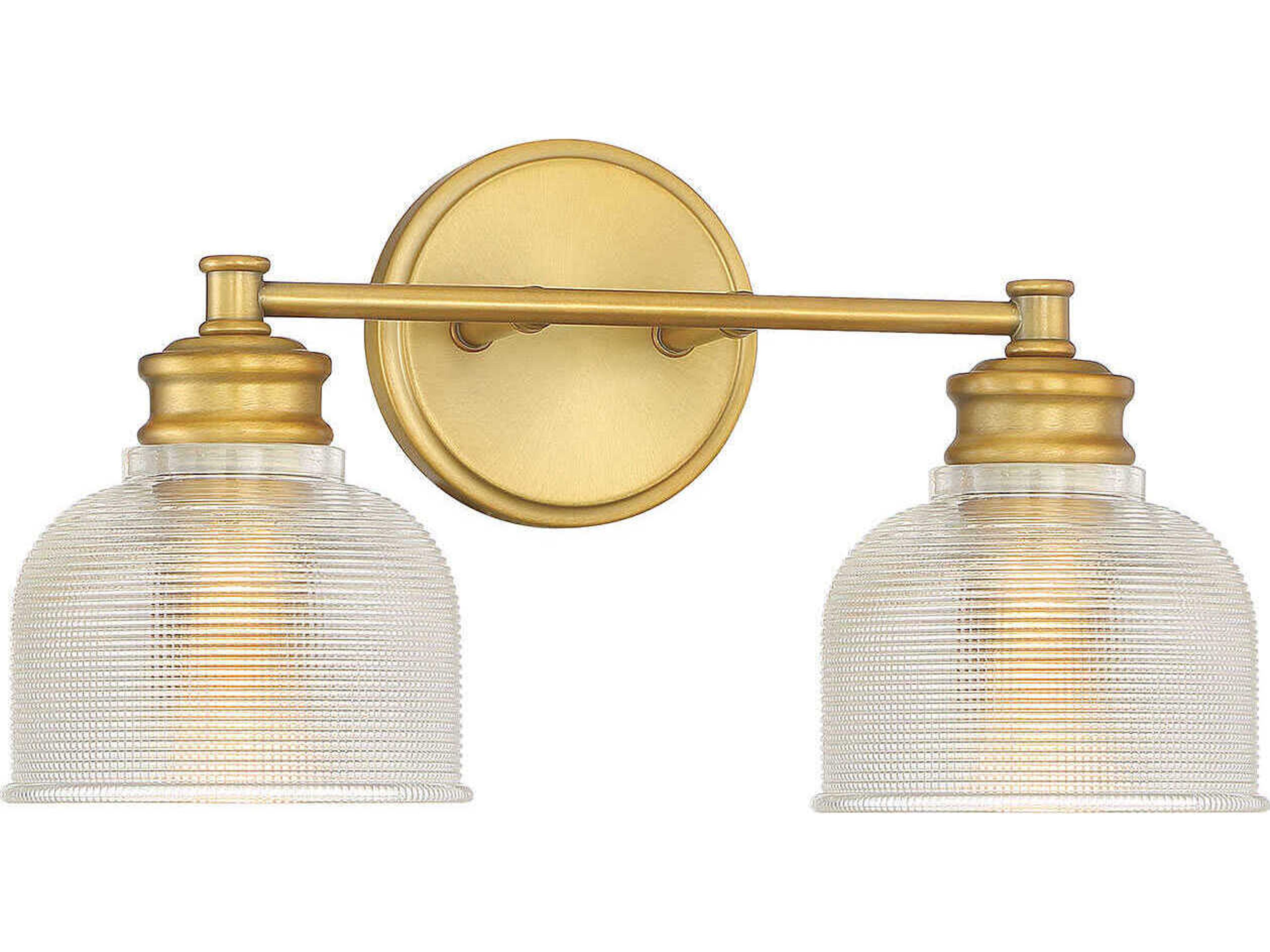 Savoy House Meridian 2-Light Natural Brass Glass Vanity Light